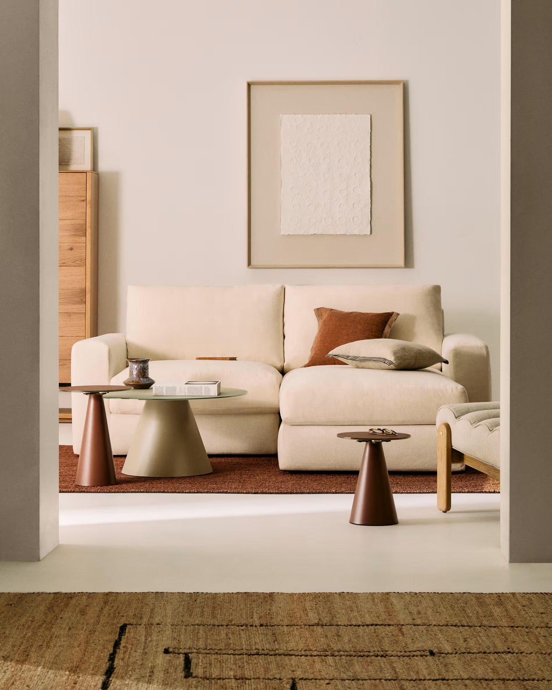 3-Sitzer-Ecksofa ALEA, ecrufarbenes Chenille