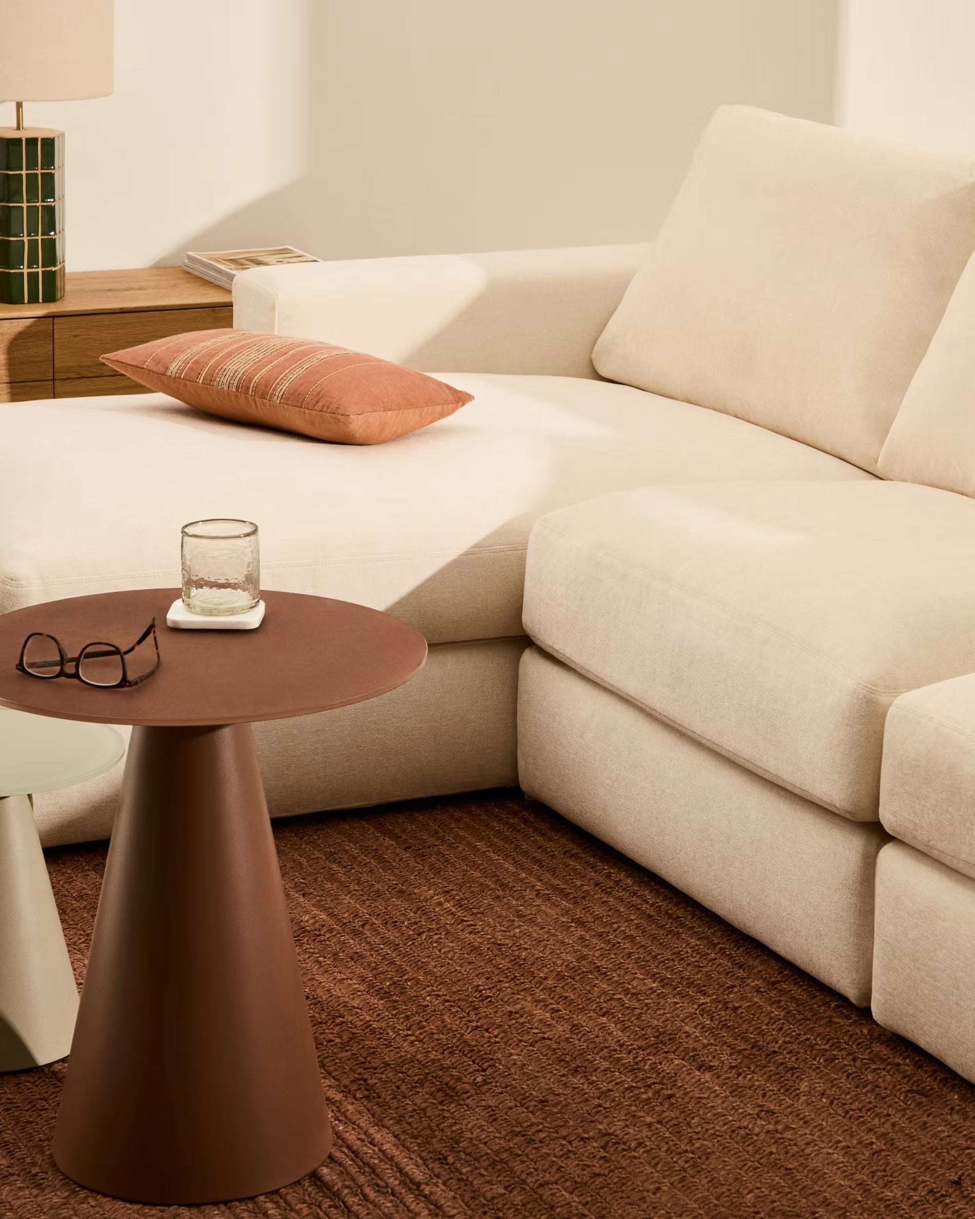 5-seater left-facing corner sofa ALEA ecru chenille