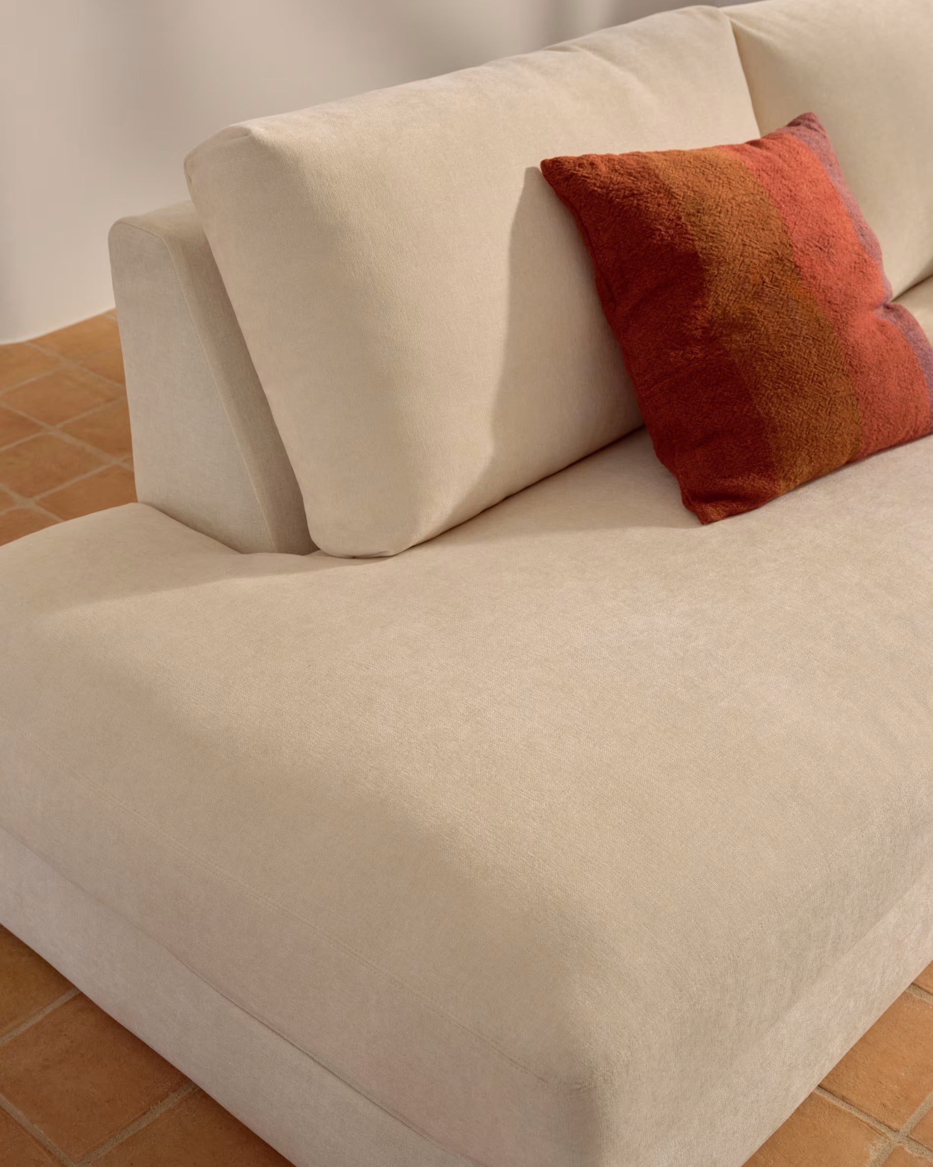 5-seater right-facing corner sofa ALEA ecru chenille