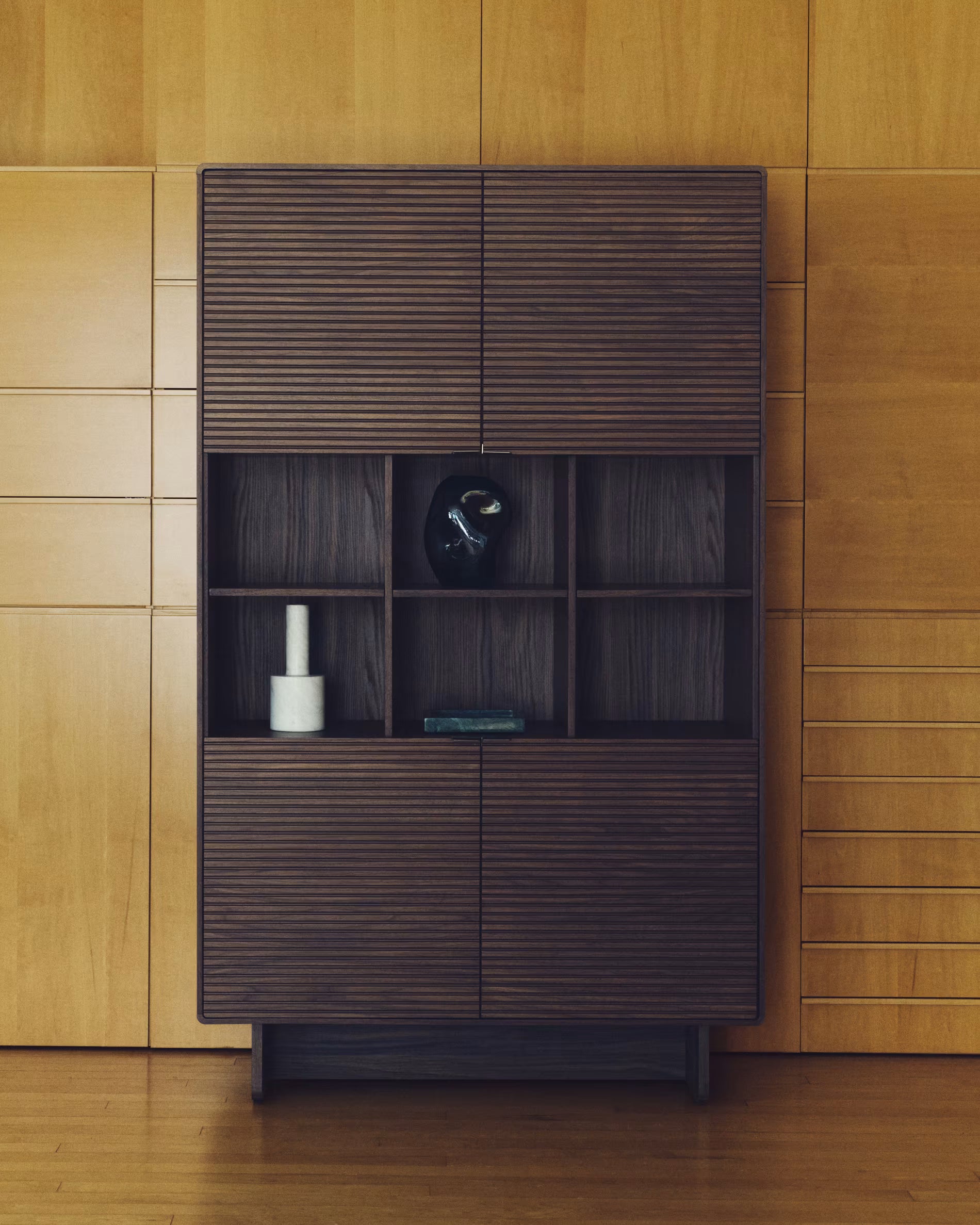 NORLEN display cabinet dark brown walnut veneer