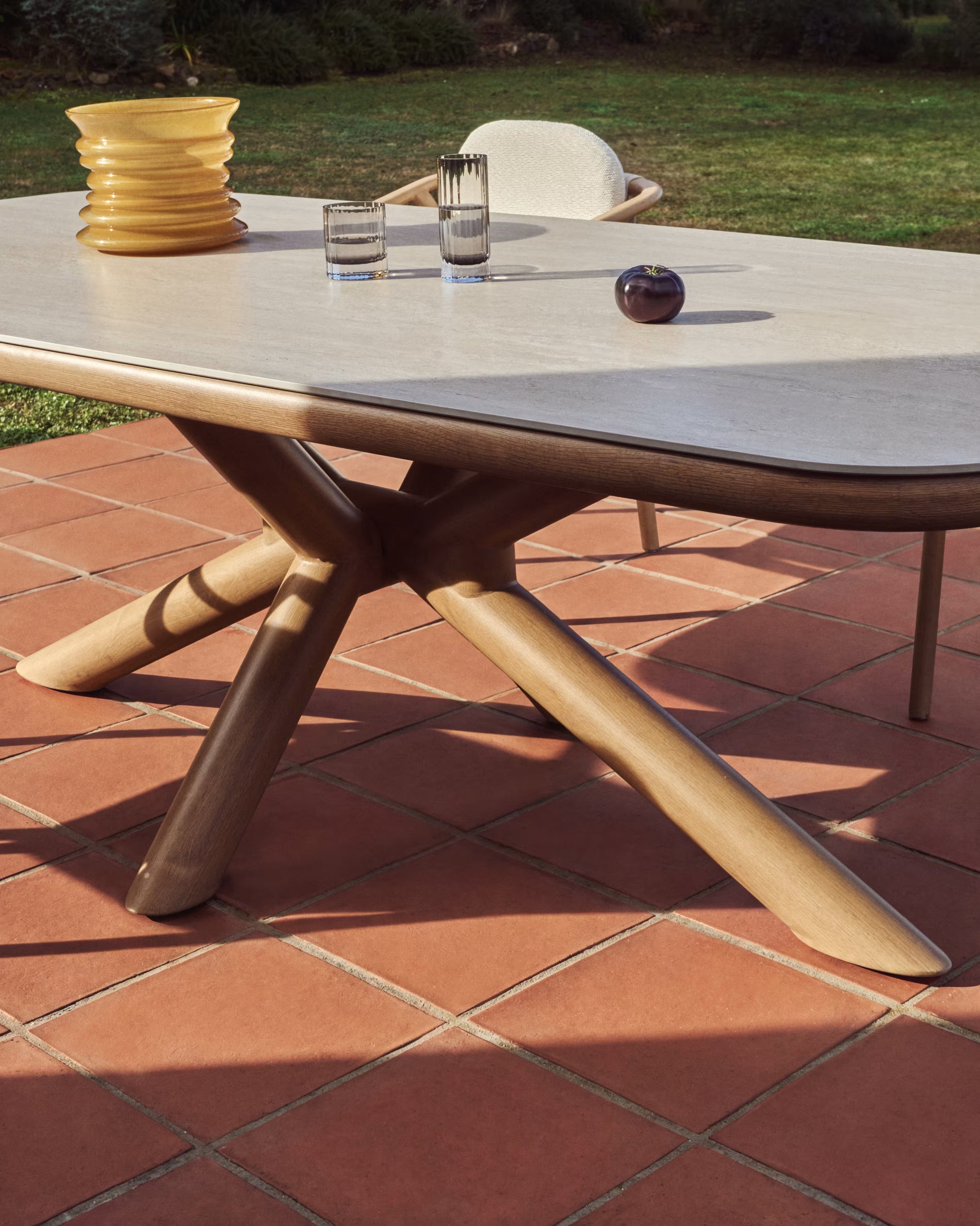 Gartenmöbelset MIRTIA ecru mit Aluminiumgestell in Holzoptik