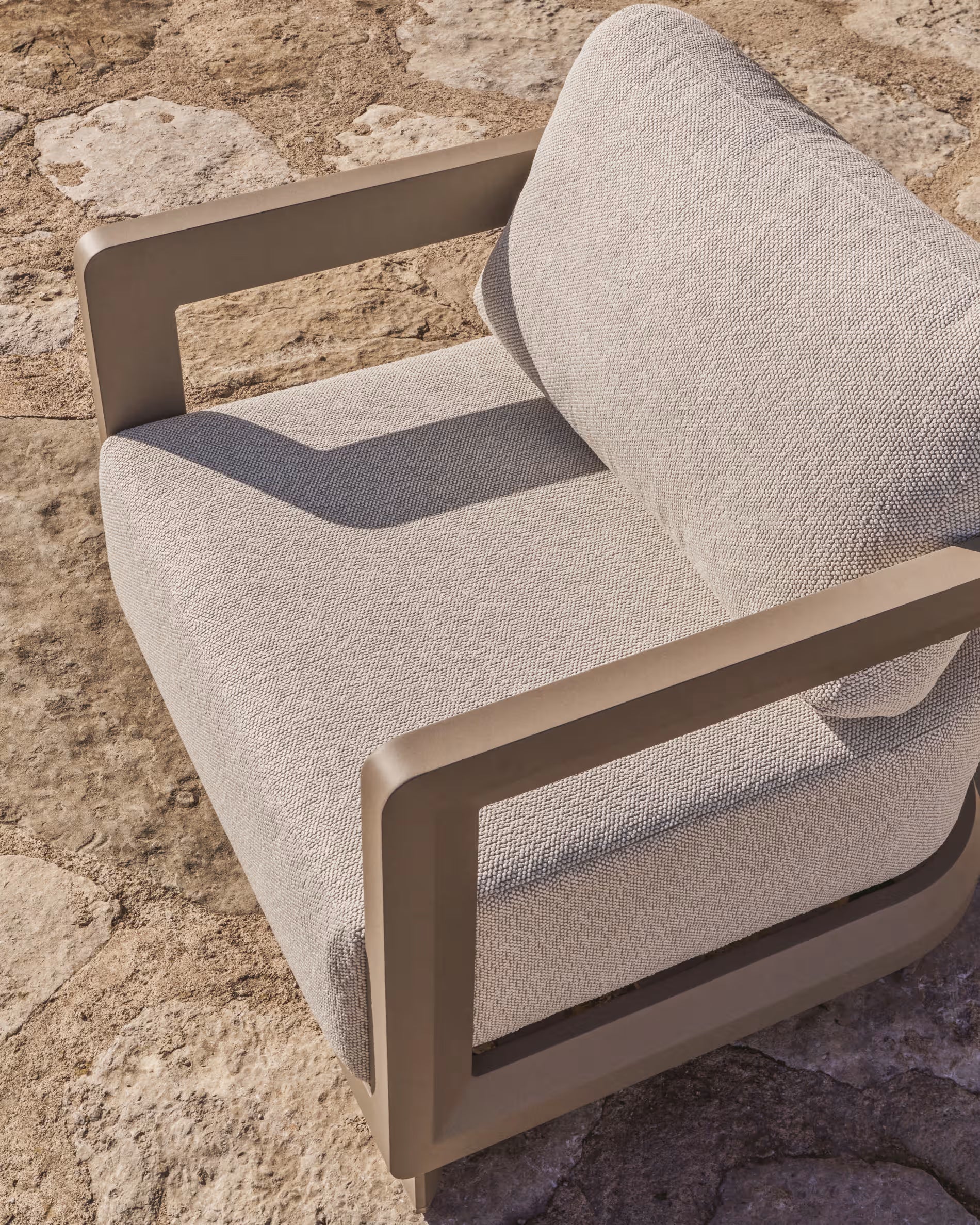 Gartenstuhl NERANO hellbeige mit graubeigem Gestell