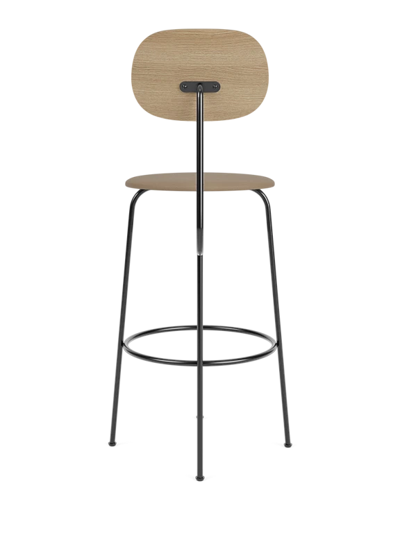 AFTEROOM PLUS stool with oak veneer and upholstered beige seat