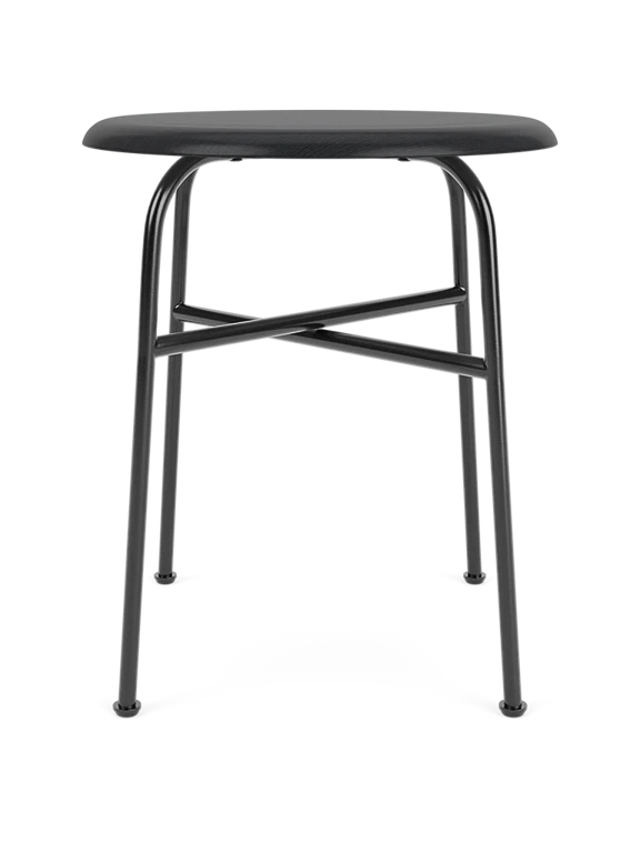 Hocker AFTEROOM schwarz mit Eschenfurnier und Stahlbasis