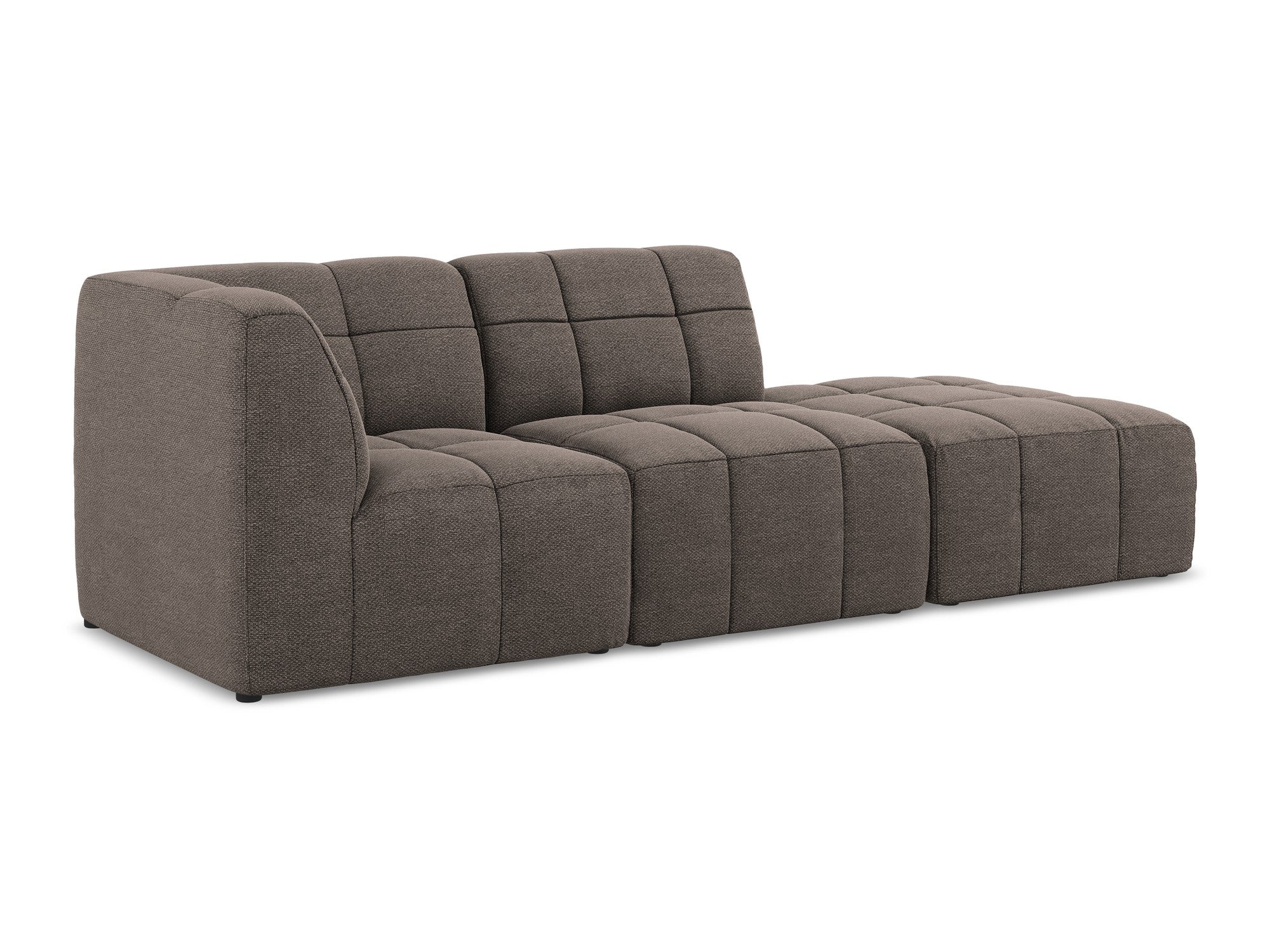 Modulares Sofa linksseitig offen 3-sitzig ALOHA schokoladenfarbener Boucle