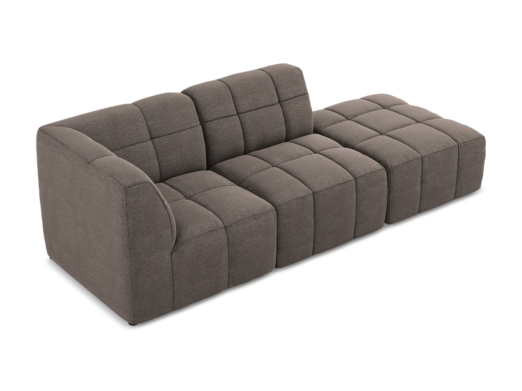 Modulares Sofa linksseitig offen 3-sitzig ALOHA schokoladenfarbener Boucle