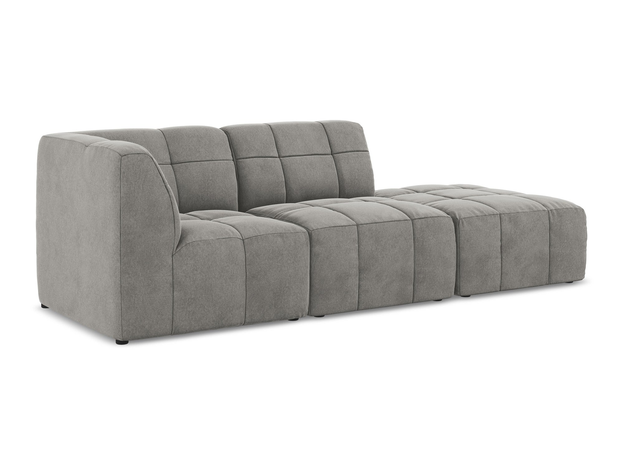 Left-facing open velvet modular sofa for 3 people ALOHA gray