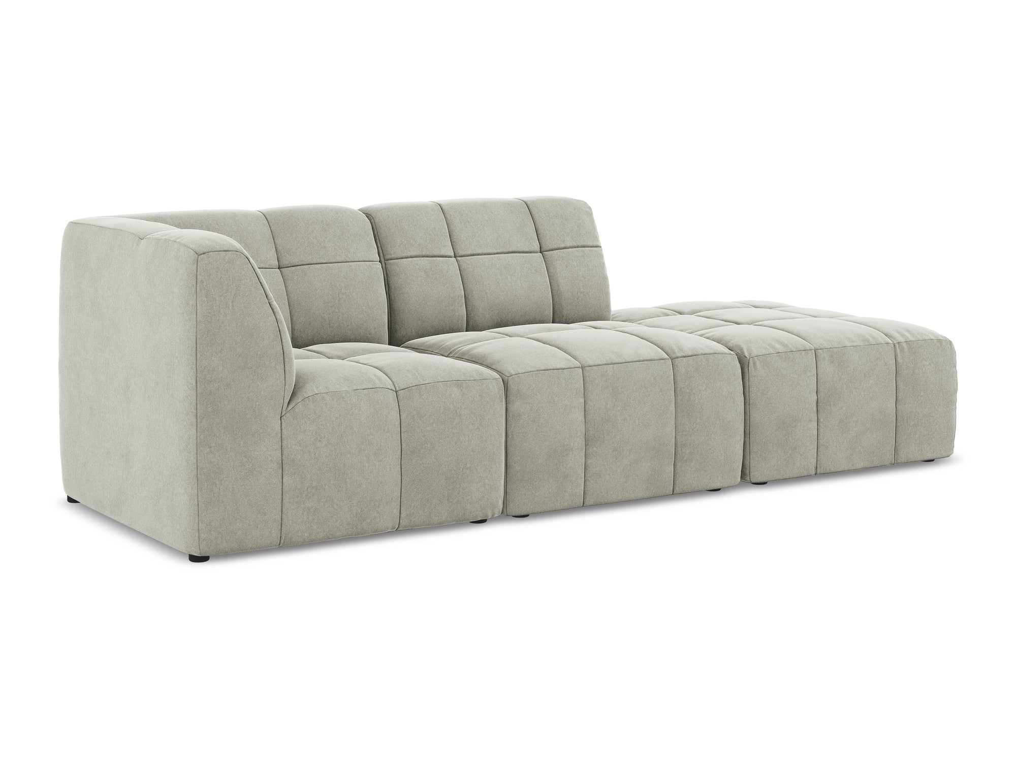 Left-facing open velvet modular sofa for 3 people ALOHA light gray