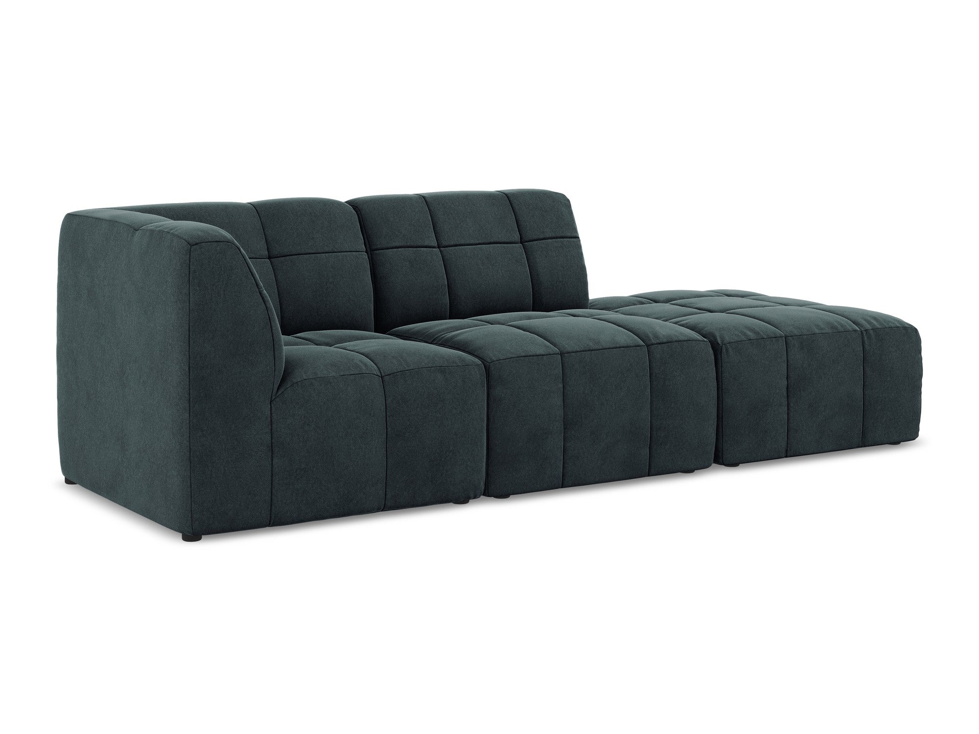 Left-facing open velvet modular sofa for 3 people ALOHA in teal