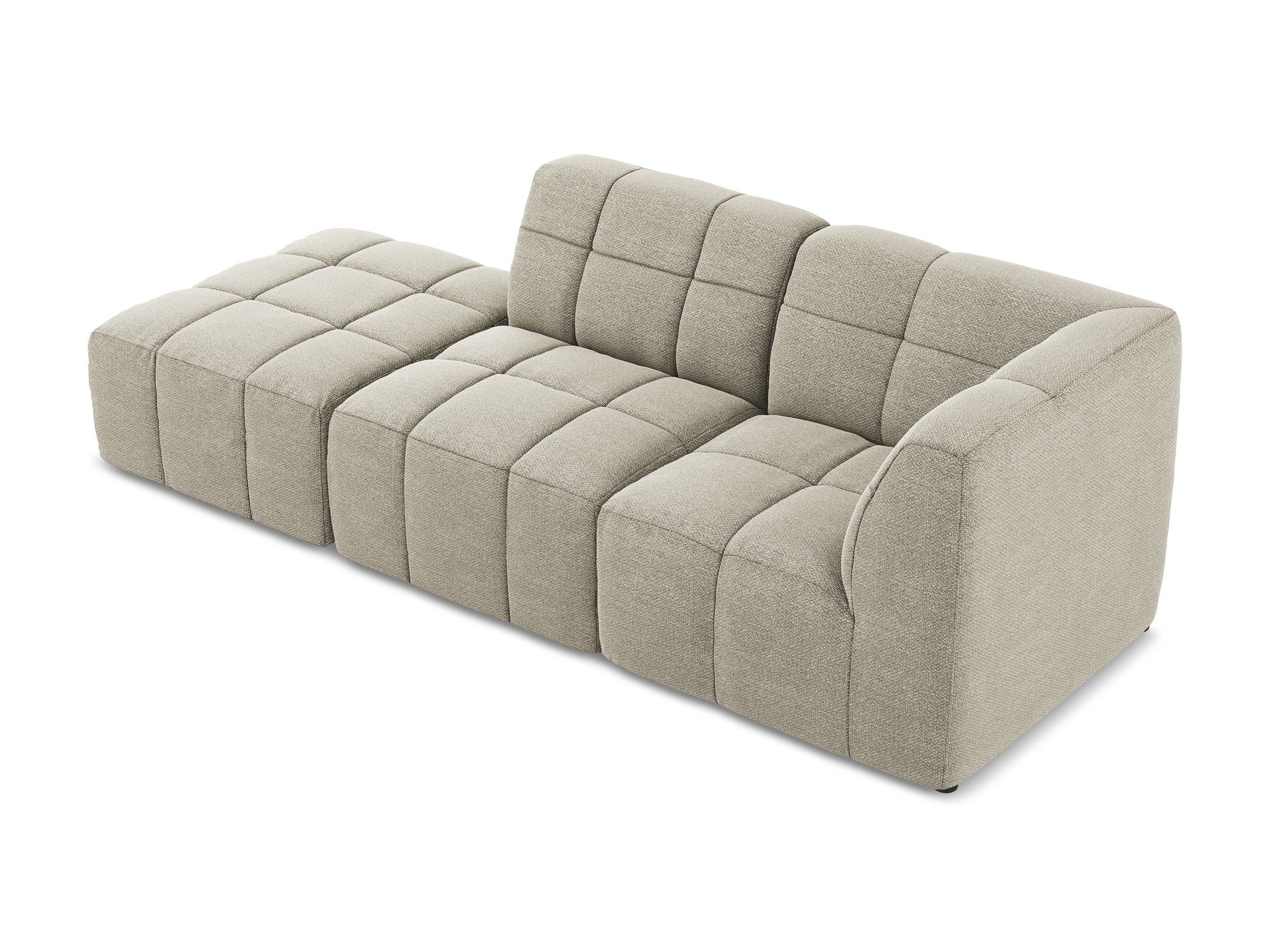Right-facing open modular 3-seater sofa ALOHA taupe boucle