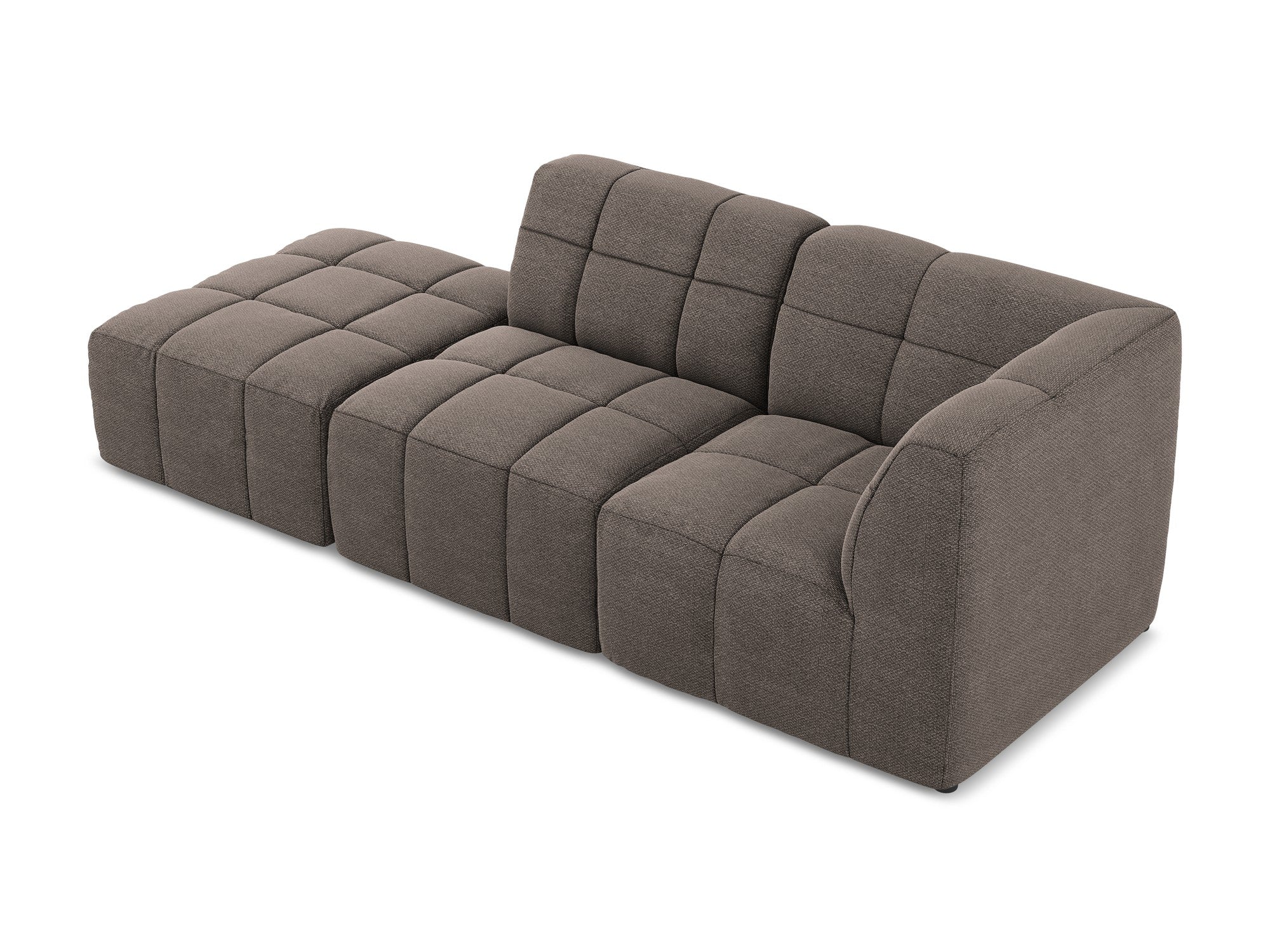 Modulares Sofa mit offener rechter Seite, 3-Sitzer ALOHA, schokoladenfarbener Boucle
