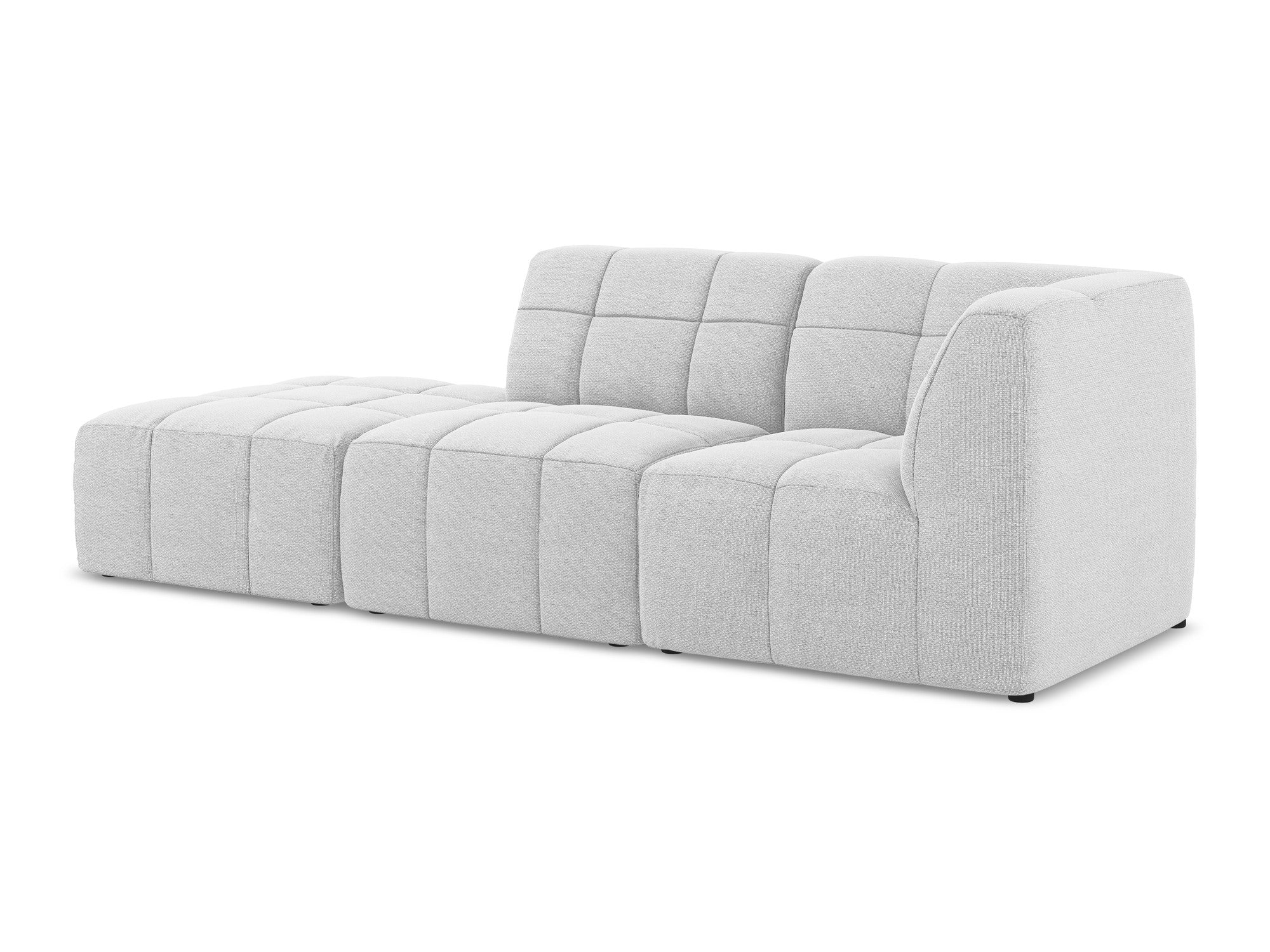 Right-facing open modular 3-seater sofa ALOHA silver boucle