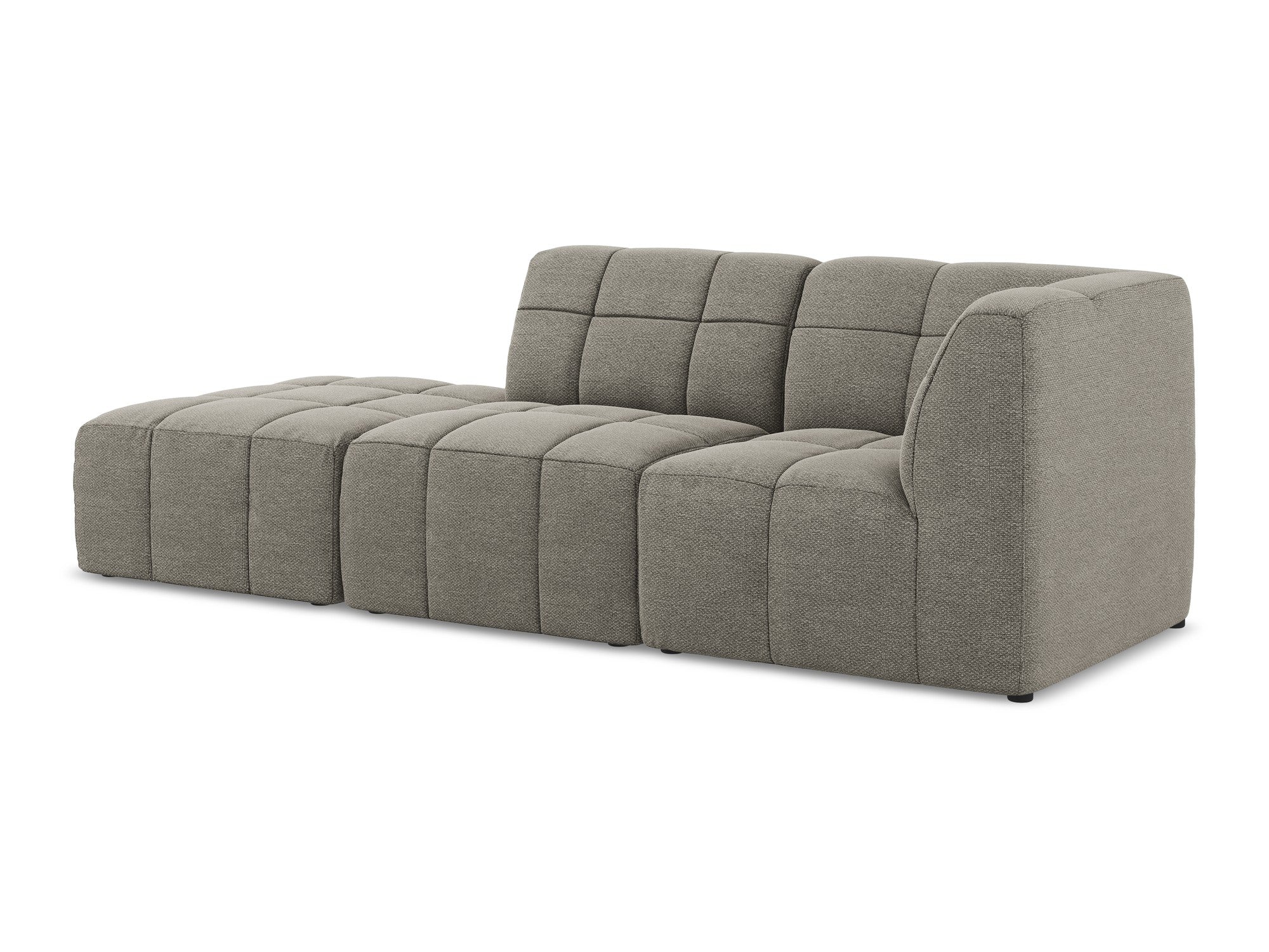 Right-facing open modular 3-seater sofa ALOHA gray boucle