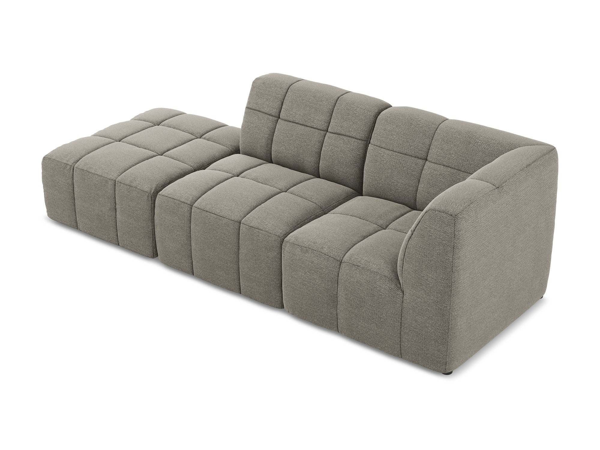 Right-facing open modular 3-seater sofa ALOHA gray boucle