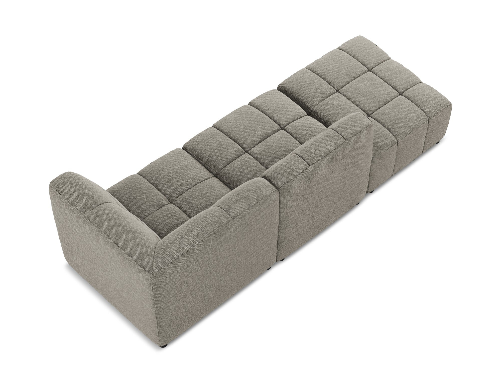 Right-facing open modular 3-seater sofa ALOHA gray boucle