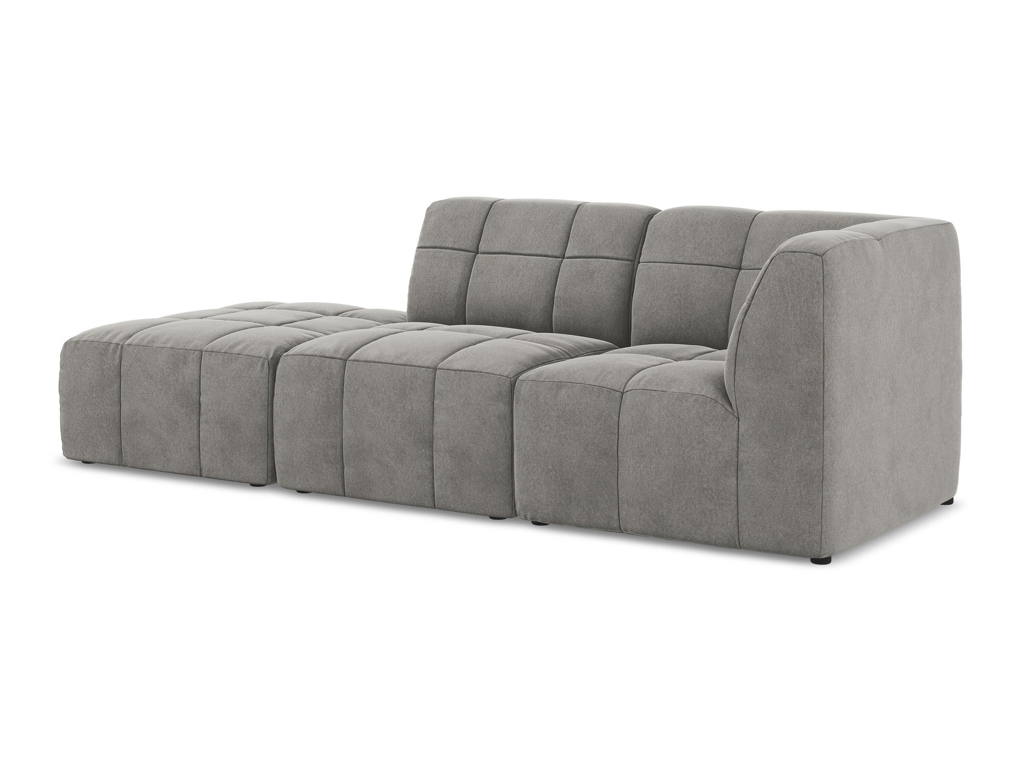 Modulares Samtsofa mit offener rechter Seite für 3 Personen ALOHA grau
