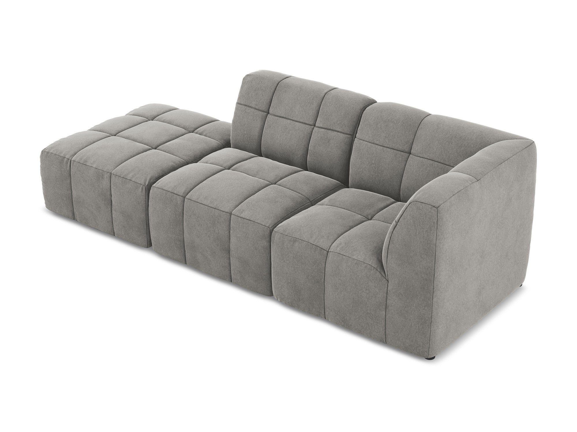 Modulares Samtsofa mit offener rechter Seite für 3 Personen ALOHA grau