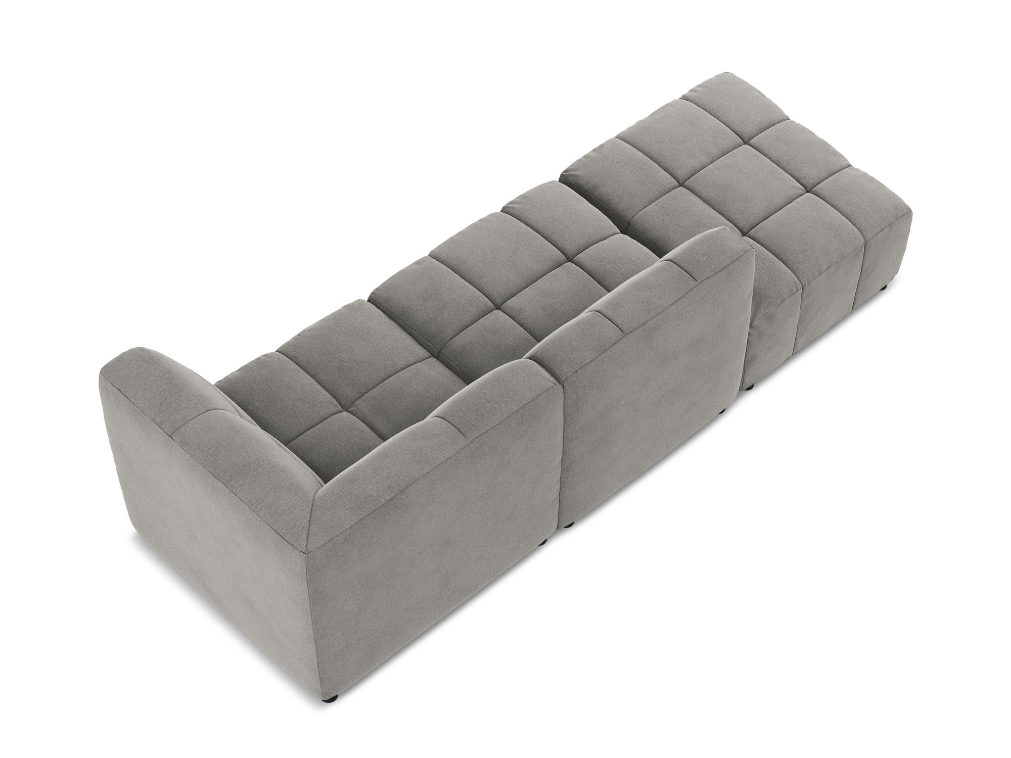 Modulares Samtsofa mit offener rechter Seite für 3 Personen ALOHA grau