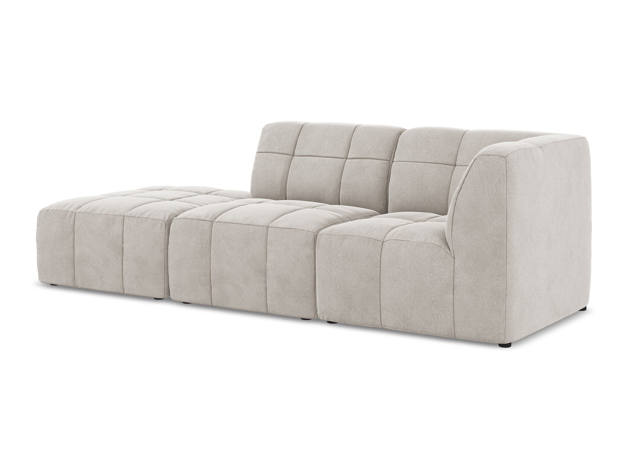 Modulares Sofa aus Samt, rechtsseitig offen, 3-Sitzer ALOHA in hellbeige