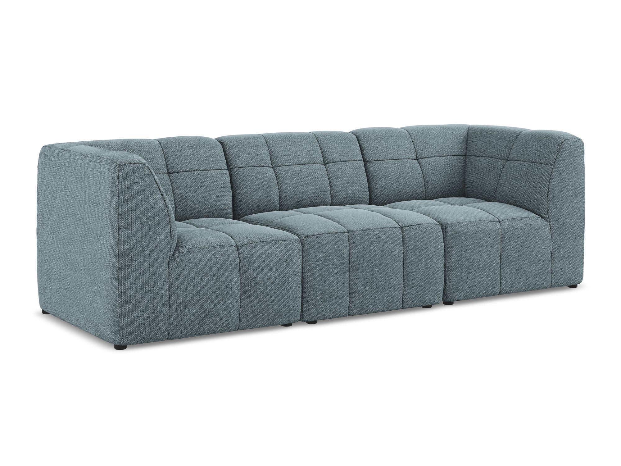 Modulares 3-Sitzer Sofa ALOHA in jeansblauem Boucle