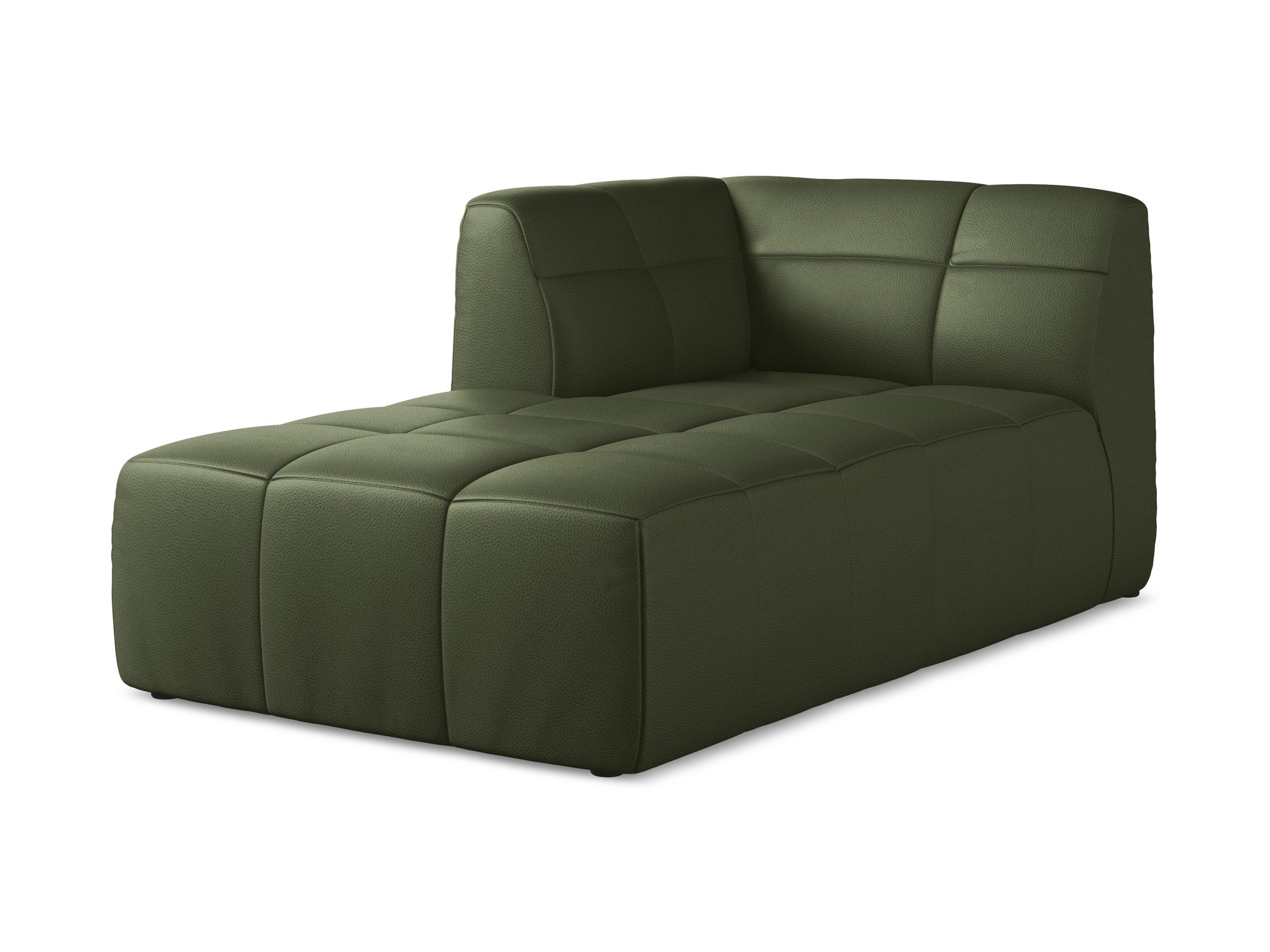 Left-facing ALOHA chaise lounge in dark green eco-leather