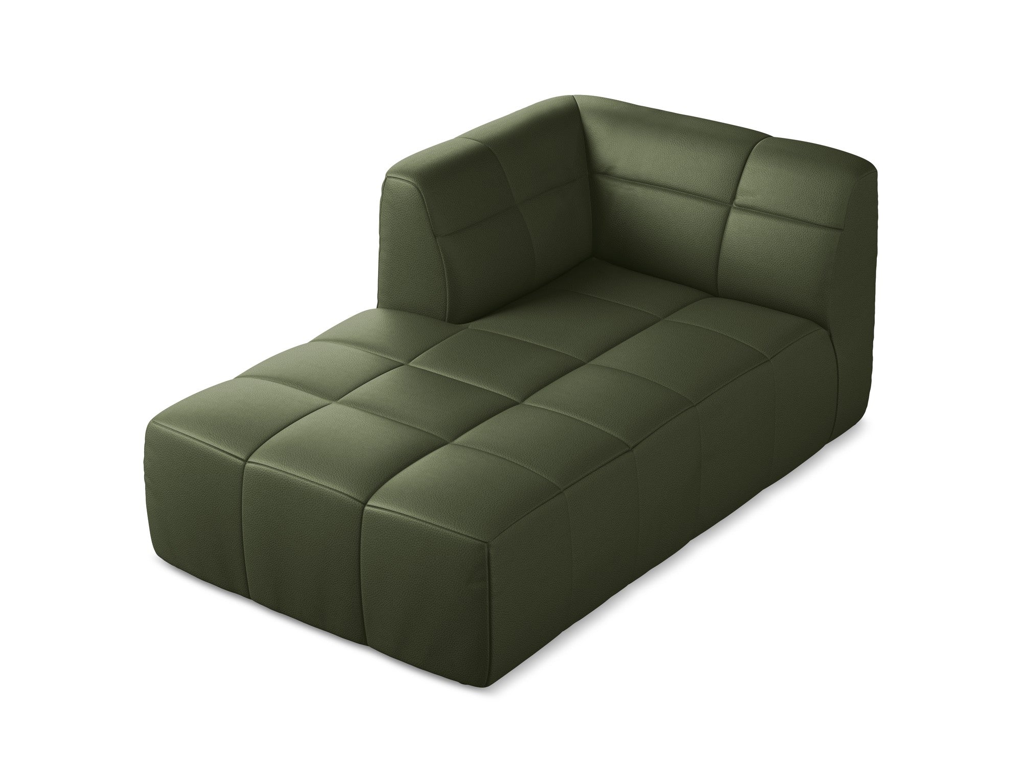 Left-facing ALOHA chaise lounge in dark green eco-leather
