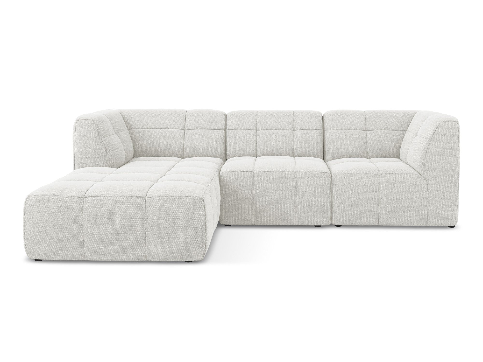 Left-facing modular sofa ALOHA in white boucle, 3-seater