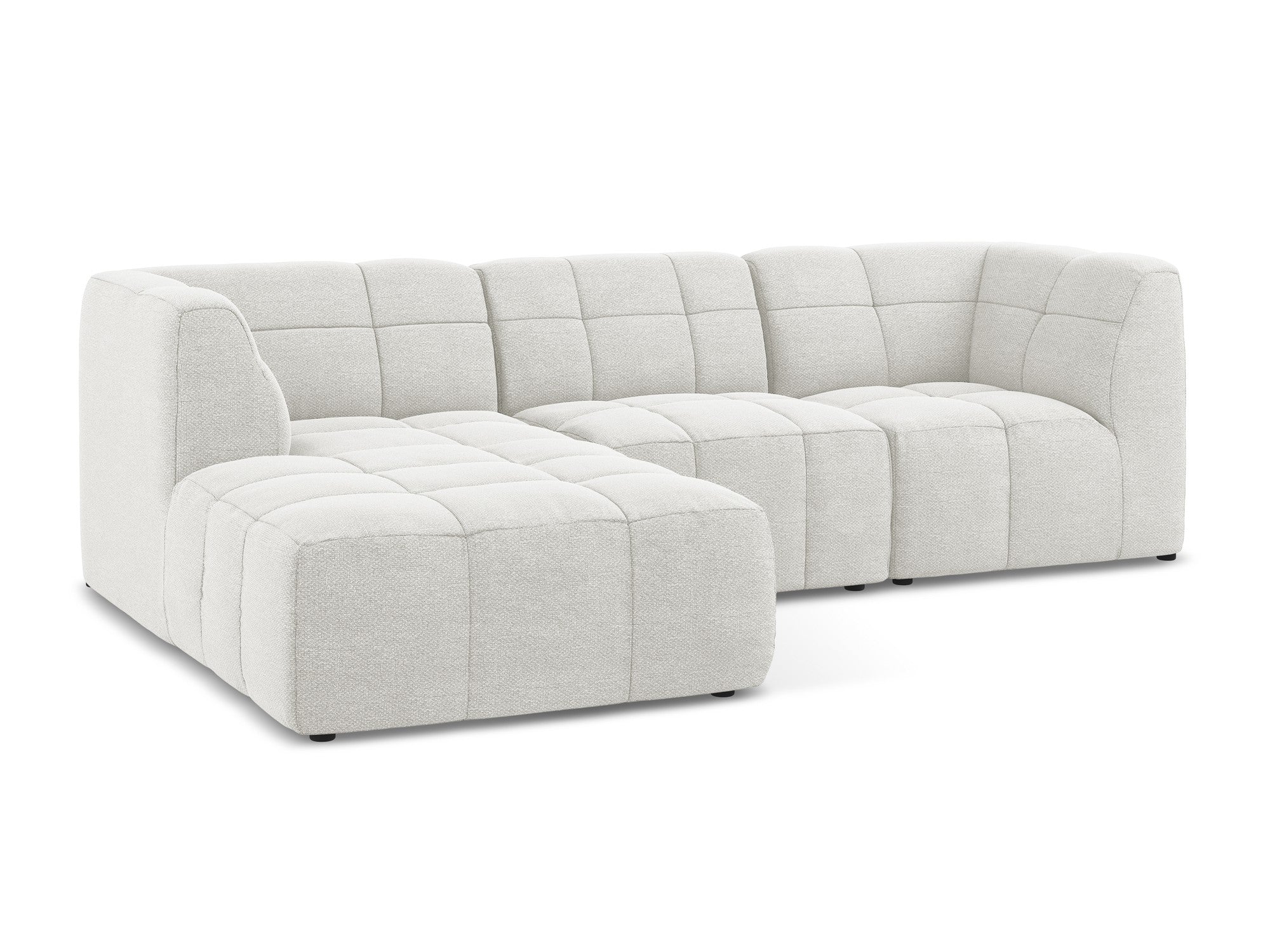 Left-facing modular sofa ALOHA in white boucle, 3-seater