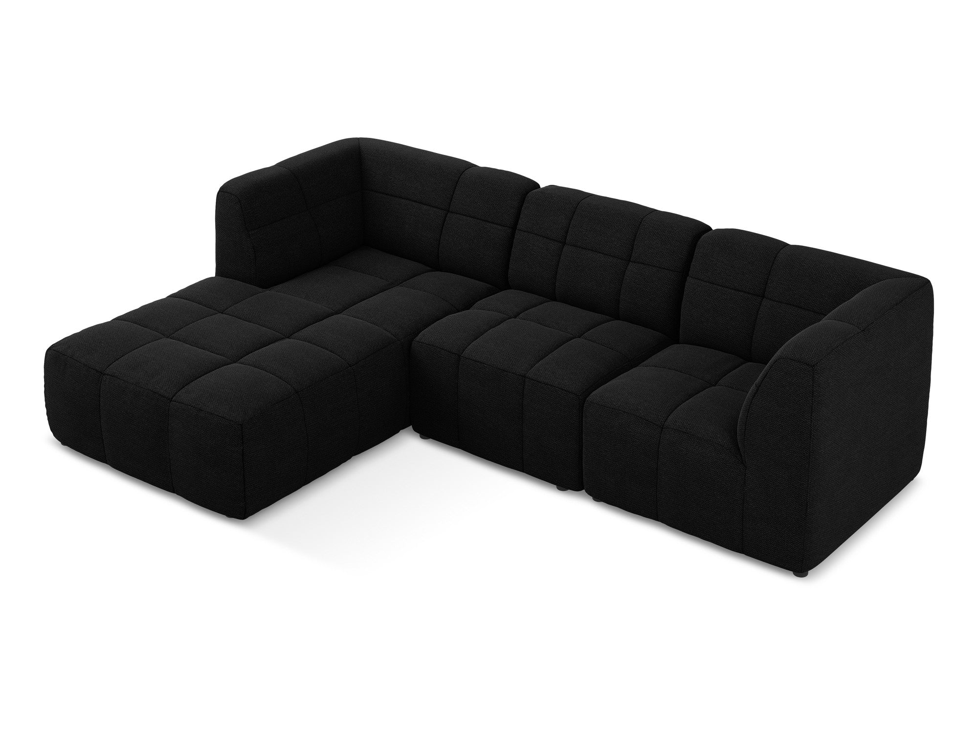 Left-facing modular sofa for 3 people ALOHA black boucle