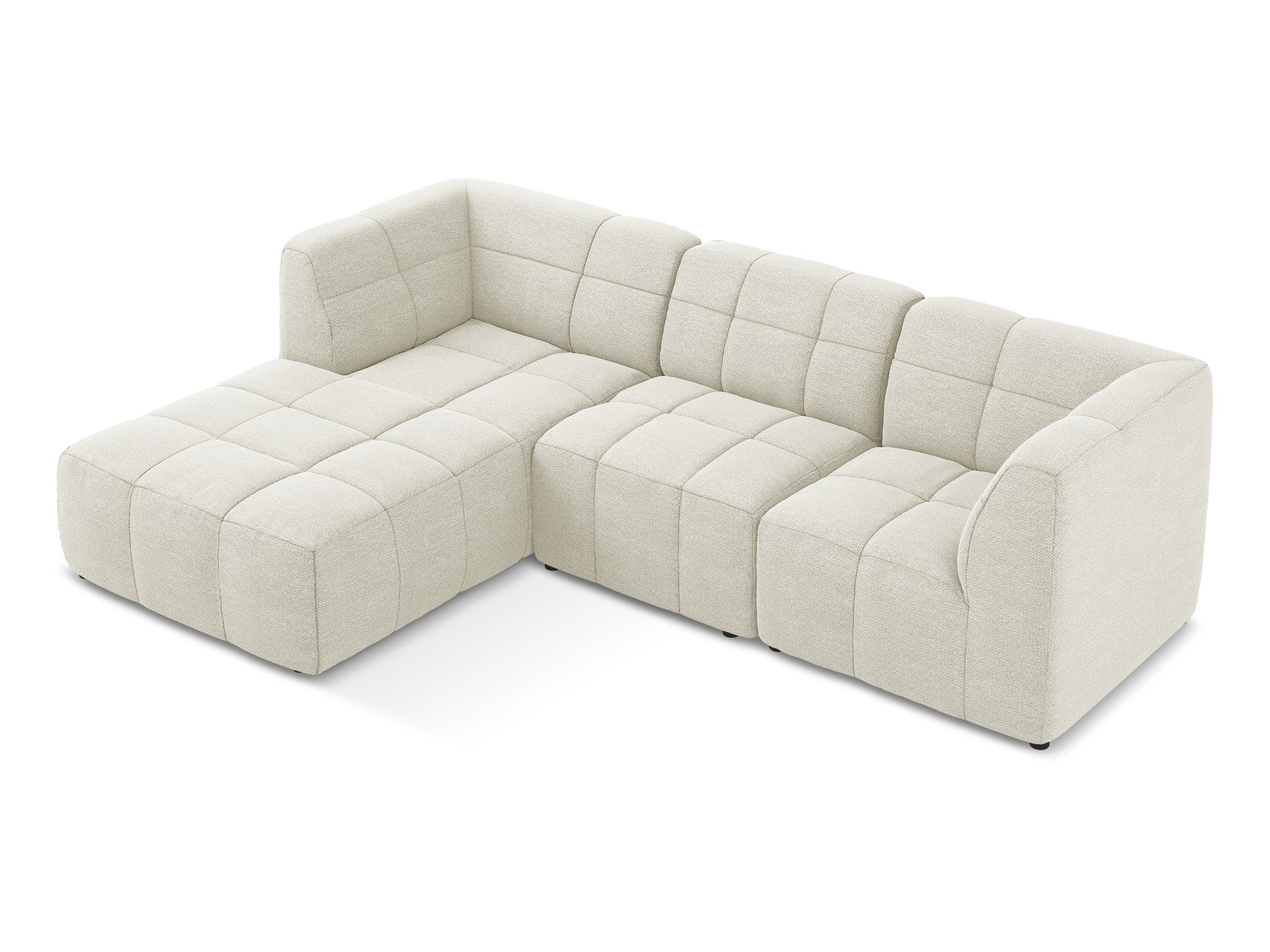 Modularer linksseitiger 3-Sitzer-Sofa ALOHA sandfarbener Boucle