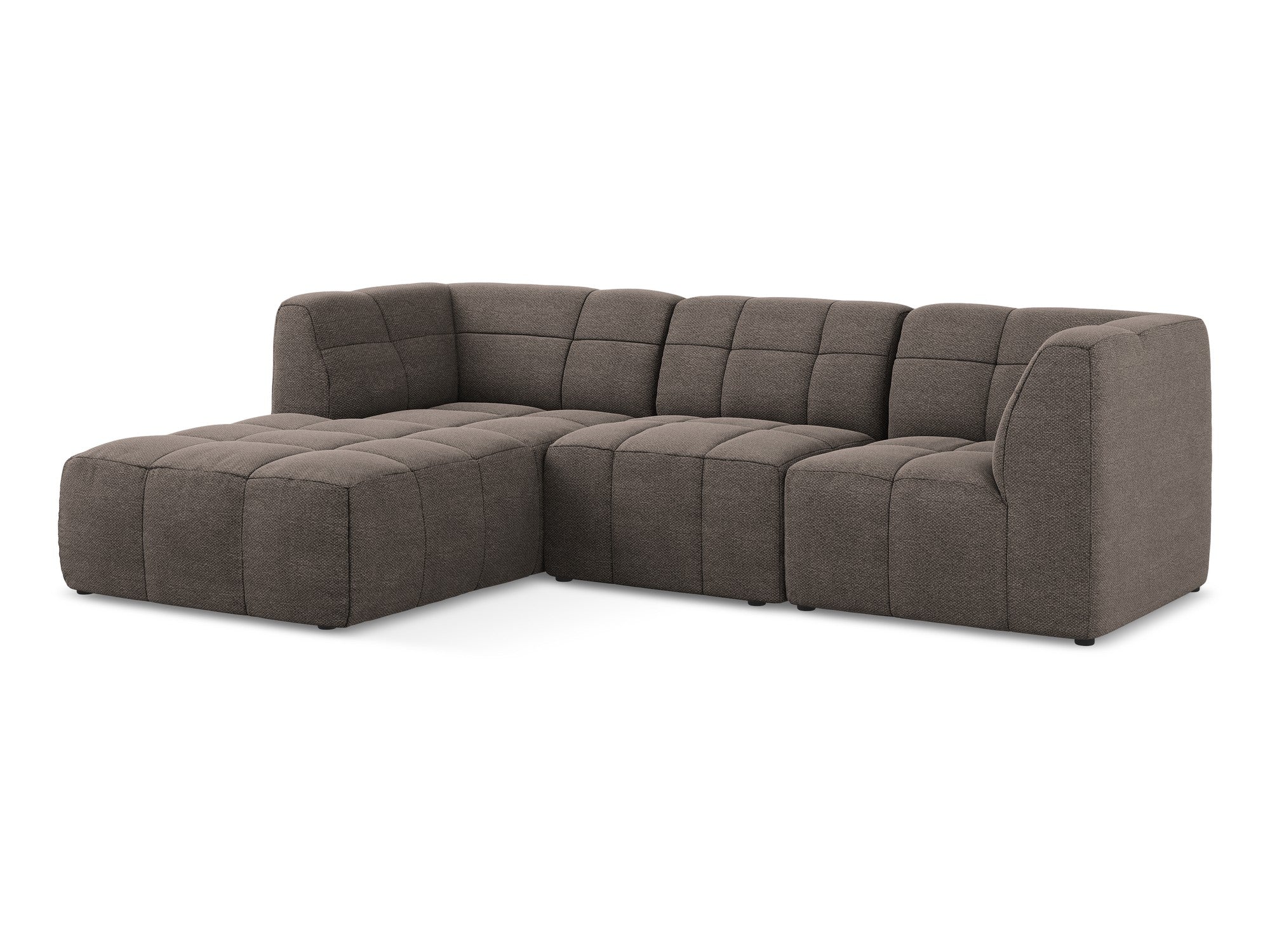Modularer linksseitiger 3-Sitzer ALOHA in schokoladenfarbener Boucle