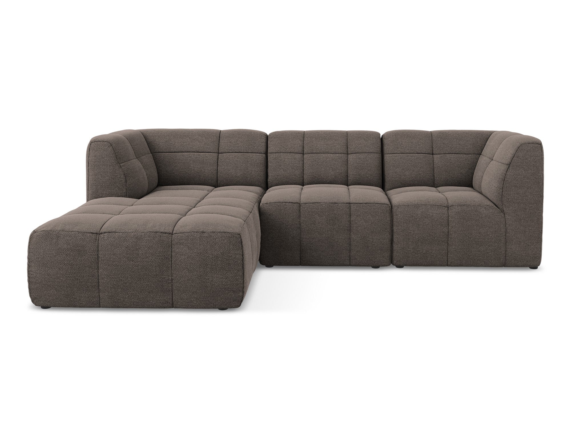 Modularer linksseitiger 3-Sitzer ALOHA in schokoladenfarbener Boucle