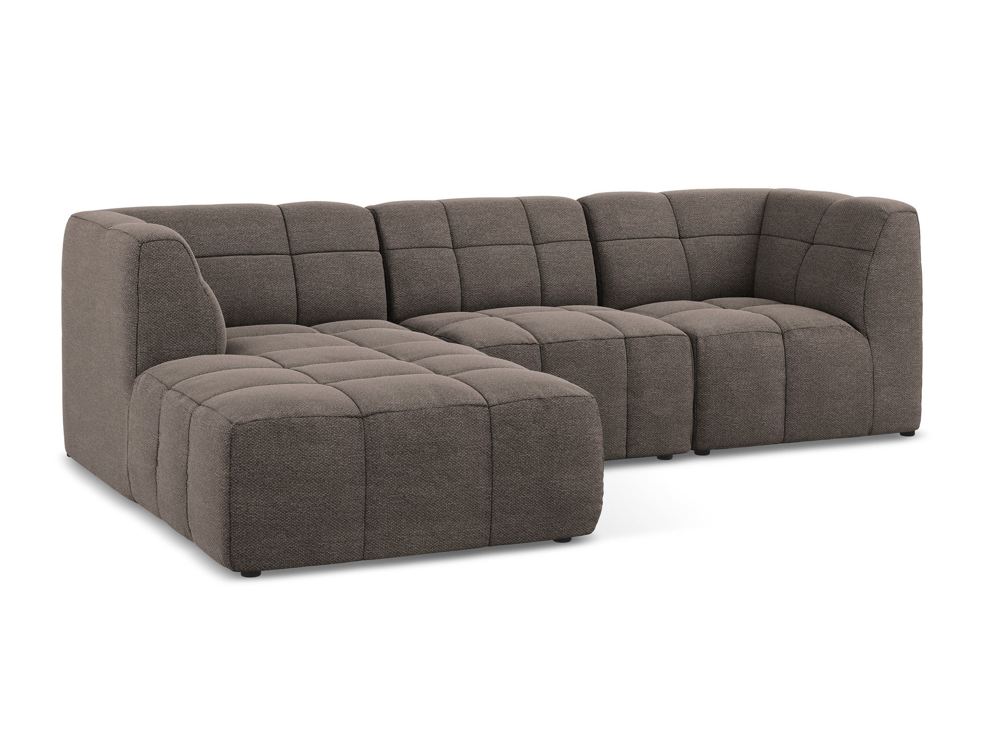 Modularer linksseitiger 3-Sitzer ALOHA in schokoladenfarbener Boucle