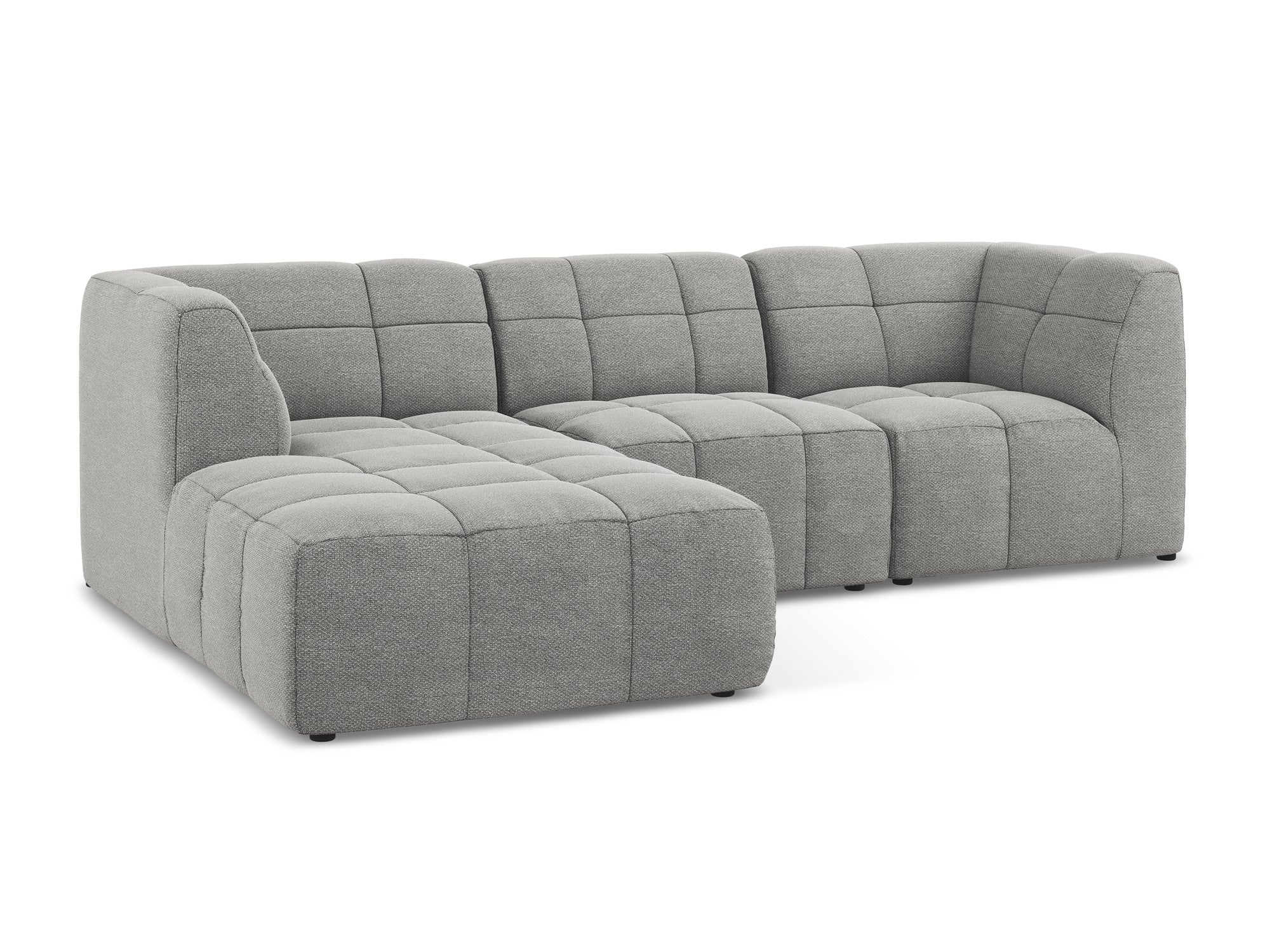 Left-facing modular sofa ALOHA light gray boucle 3-seater
