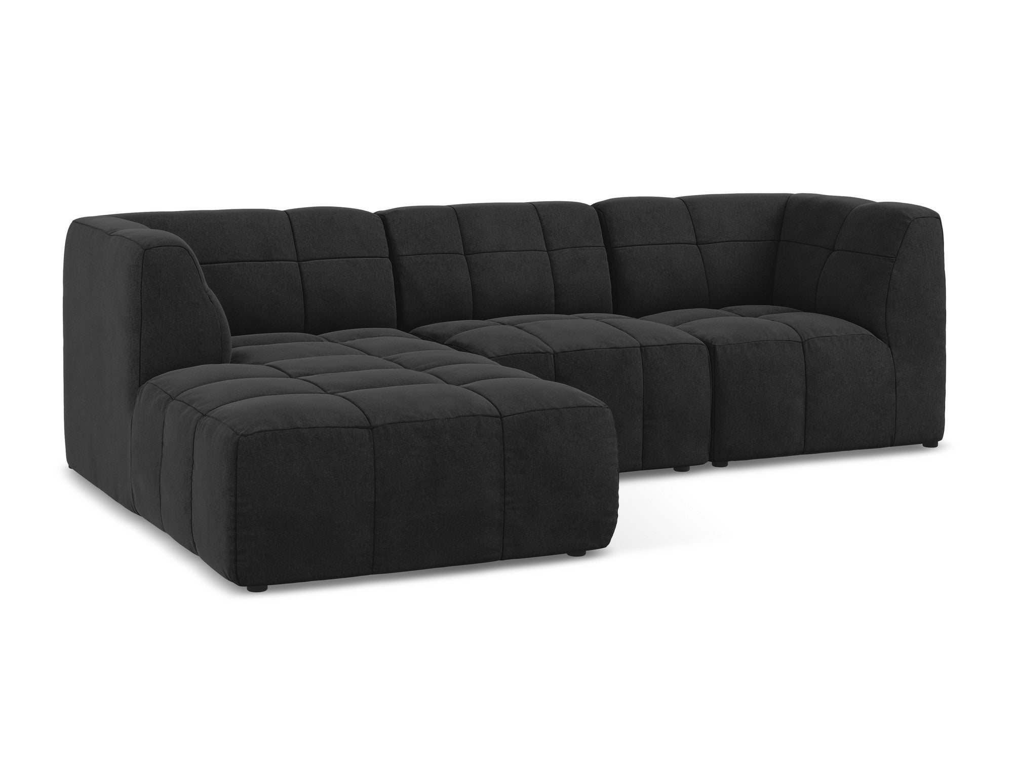 Modularer Samt-Ecksofa linksseitig für 3 Personen ALOHA schwarz