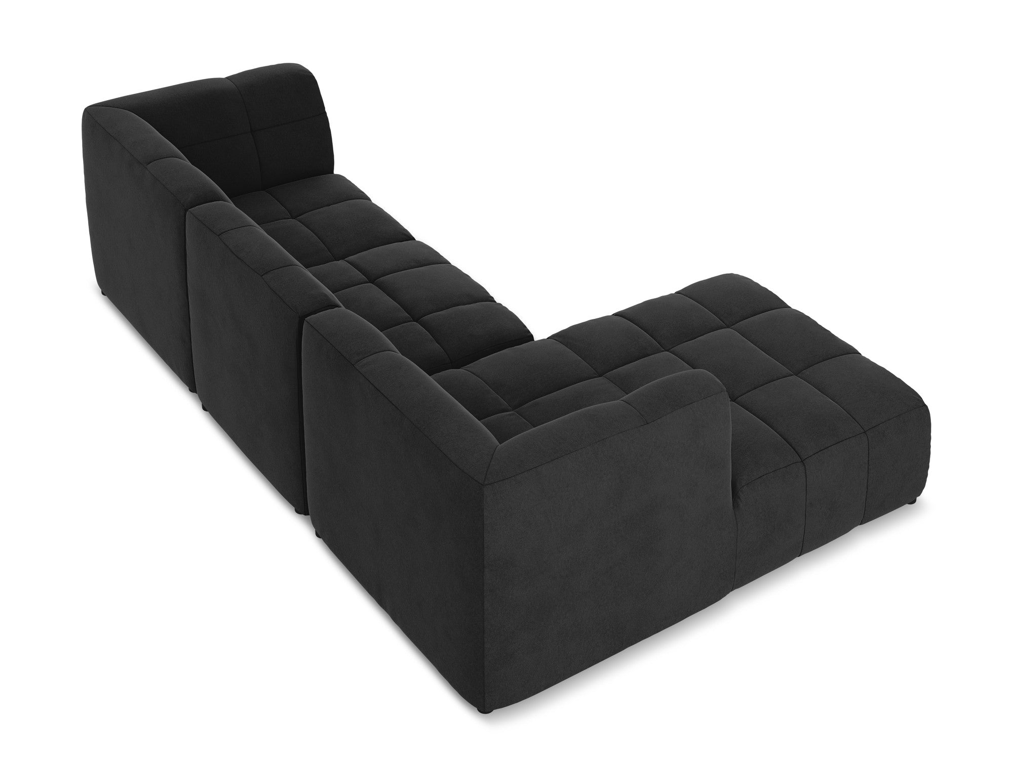 Modularer Samt-Ecksofa linksseitig für 3 Personen ALOHA schwarz