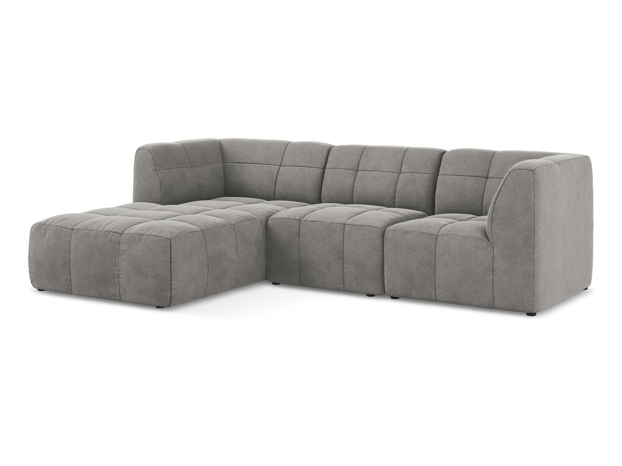Modularer Samt-Ecksofa linksseitig 3-sitzig ALOHA grau