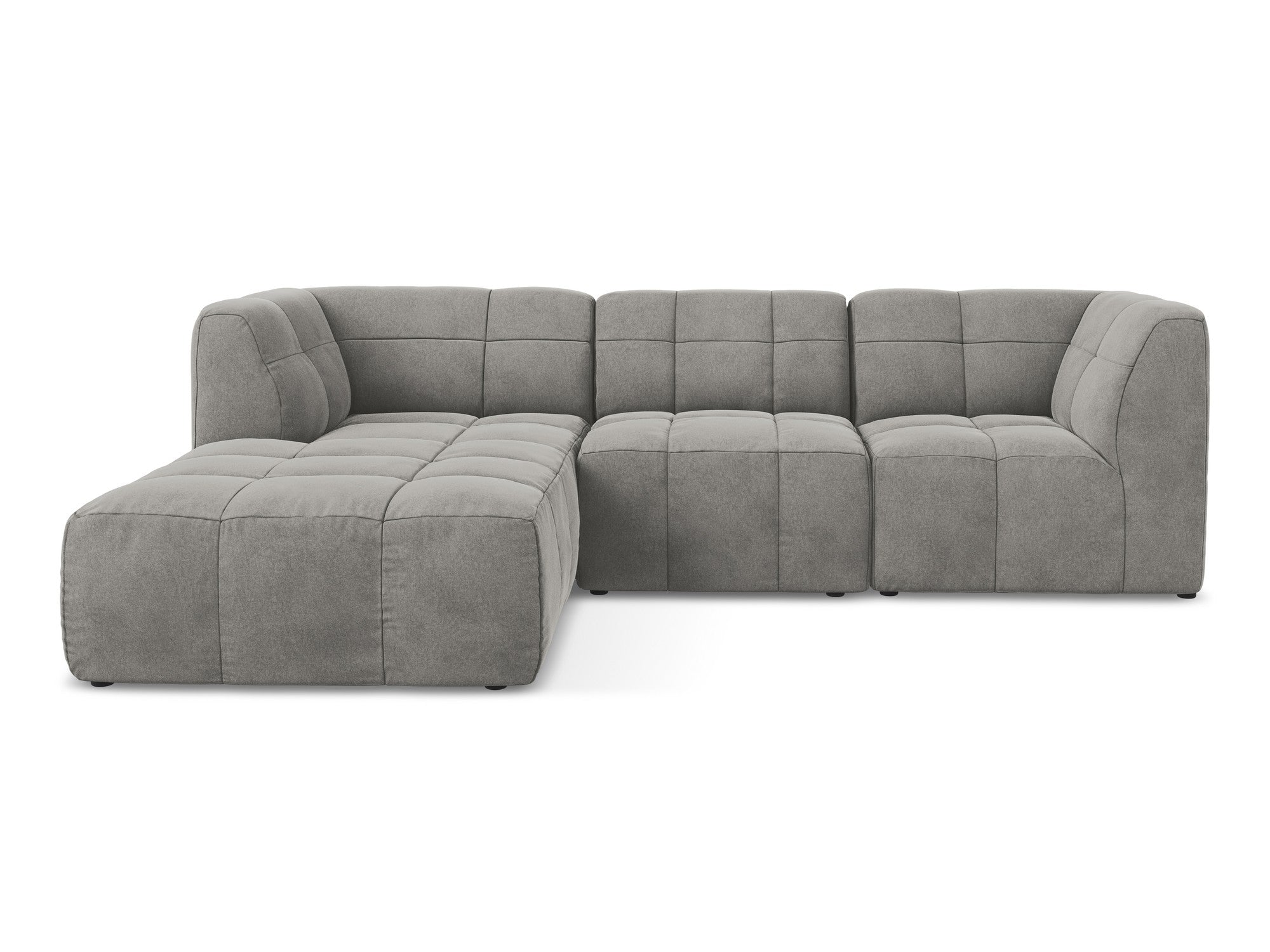 Modularer Samt-Ecksofa linksseitig 3-sitzig ALOHA grau