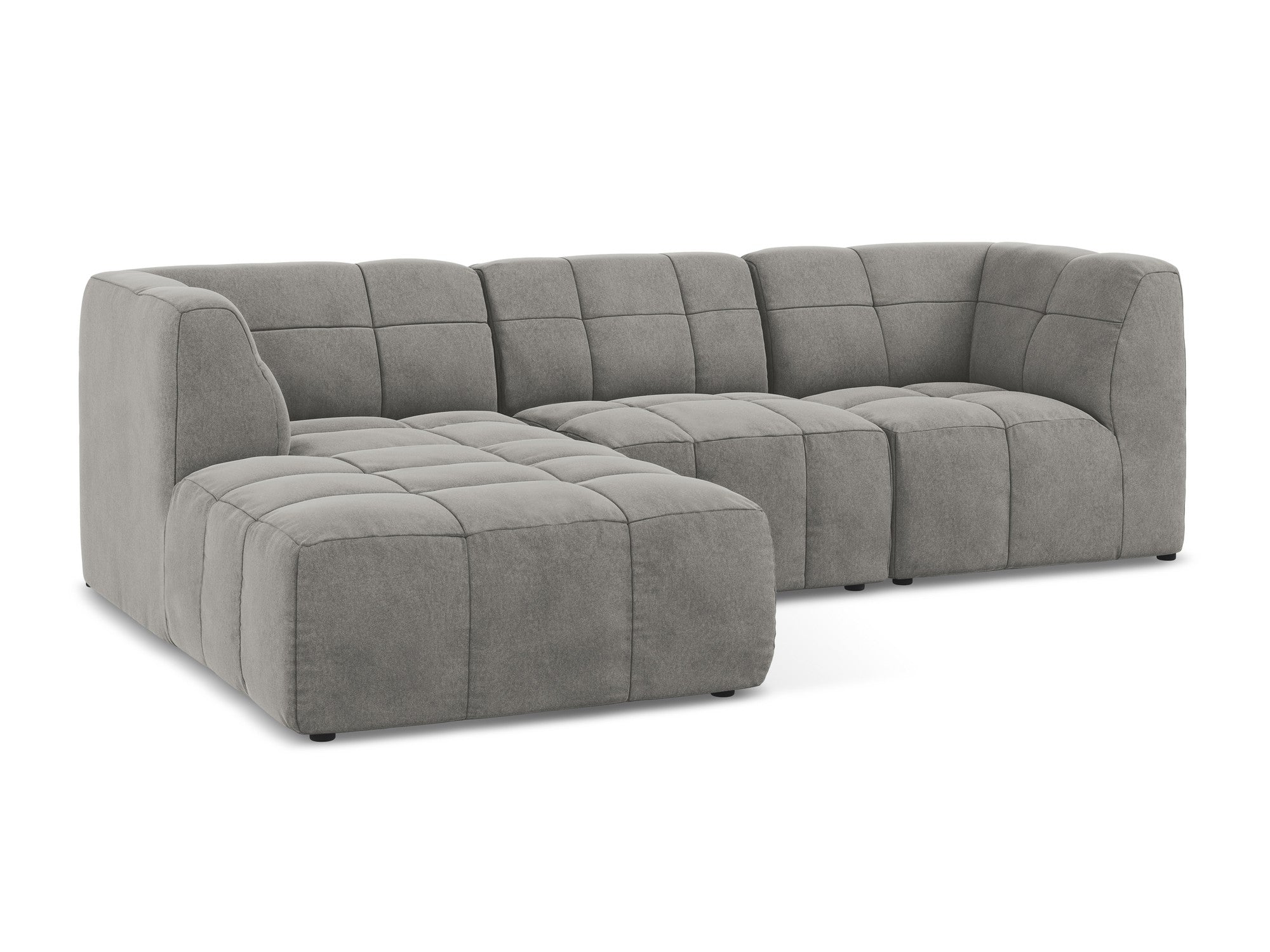 Modularer Samt-Ecksofa linksseitig 3-sitzig ALOHA grau
