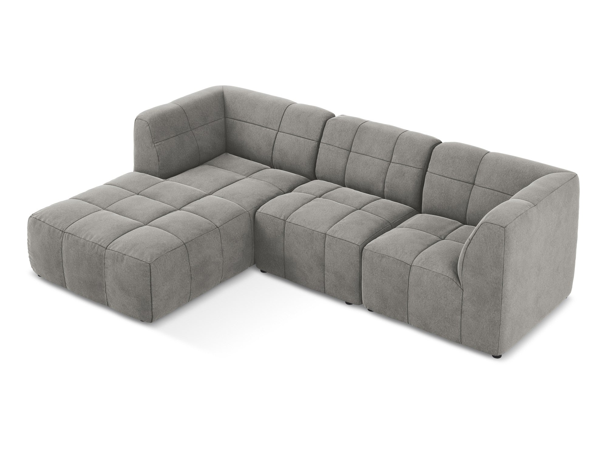 Modularer Samt-Ecksofa linksseitig 3-sitzig ALOHA grau