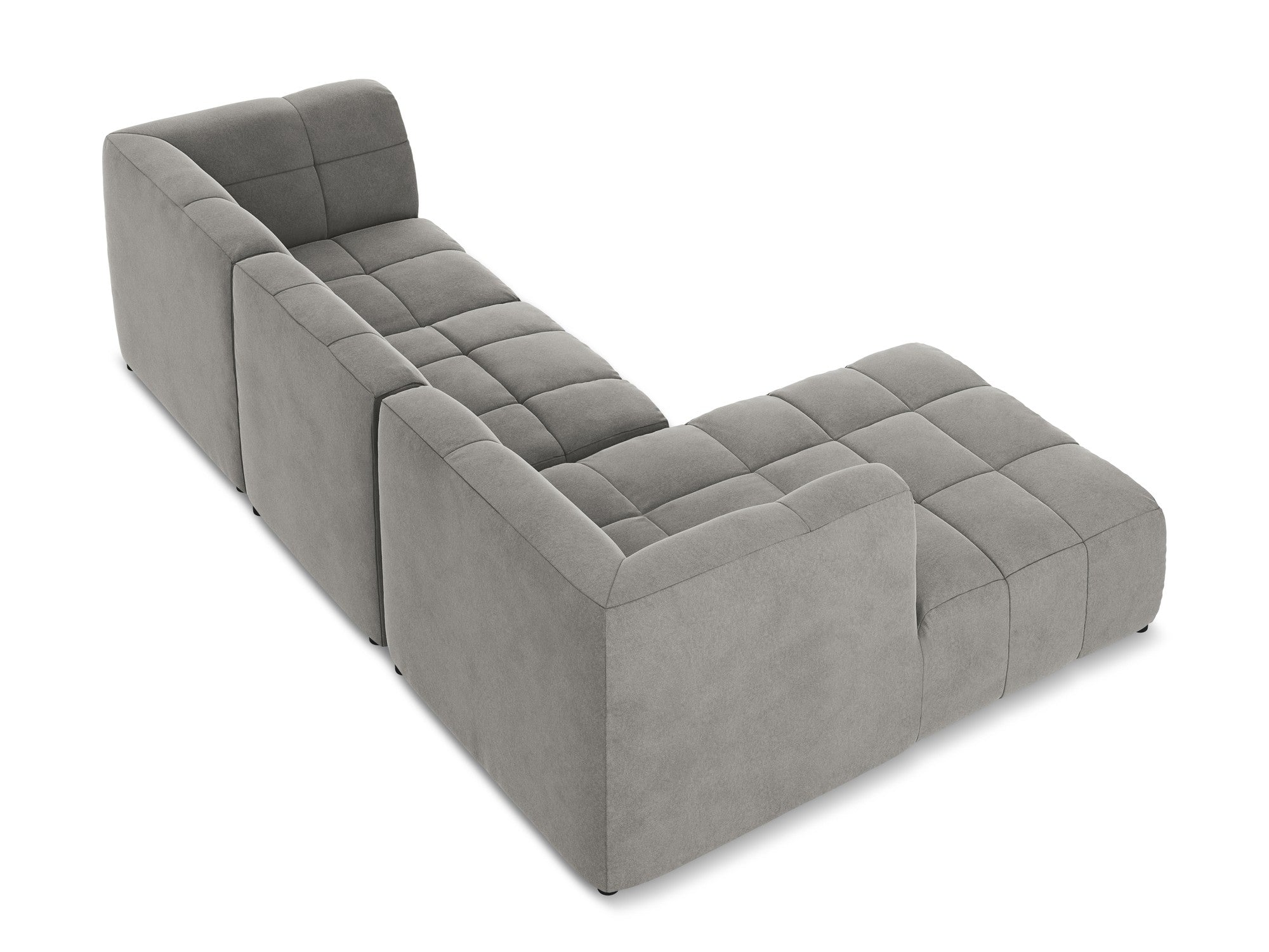 Modularer Samt-Ecksofa linksseitig 3-sitzig ALOHA grau