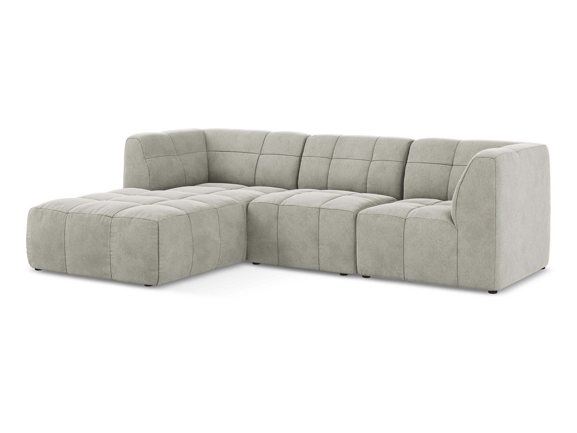 Modularer Samt-Ecksofa linksseitig 3-sitzig ALOHA hellgrau