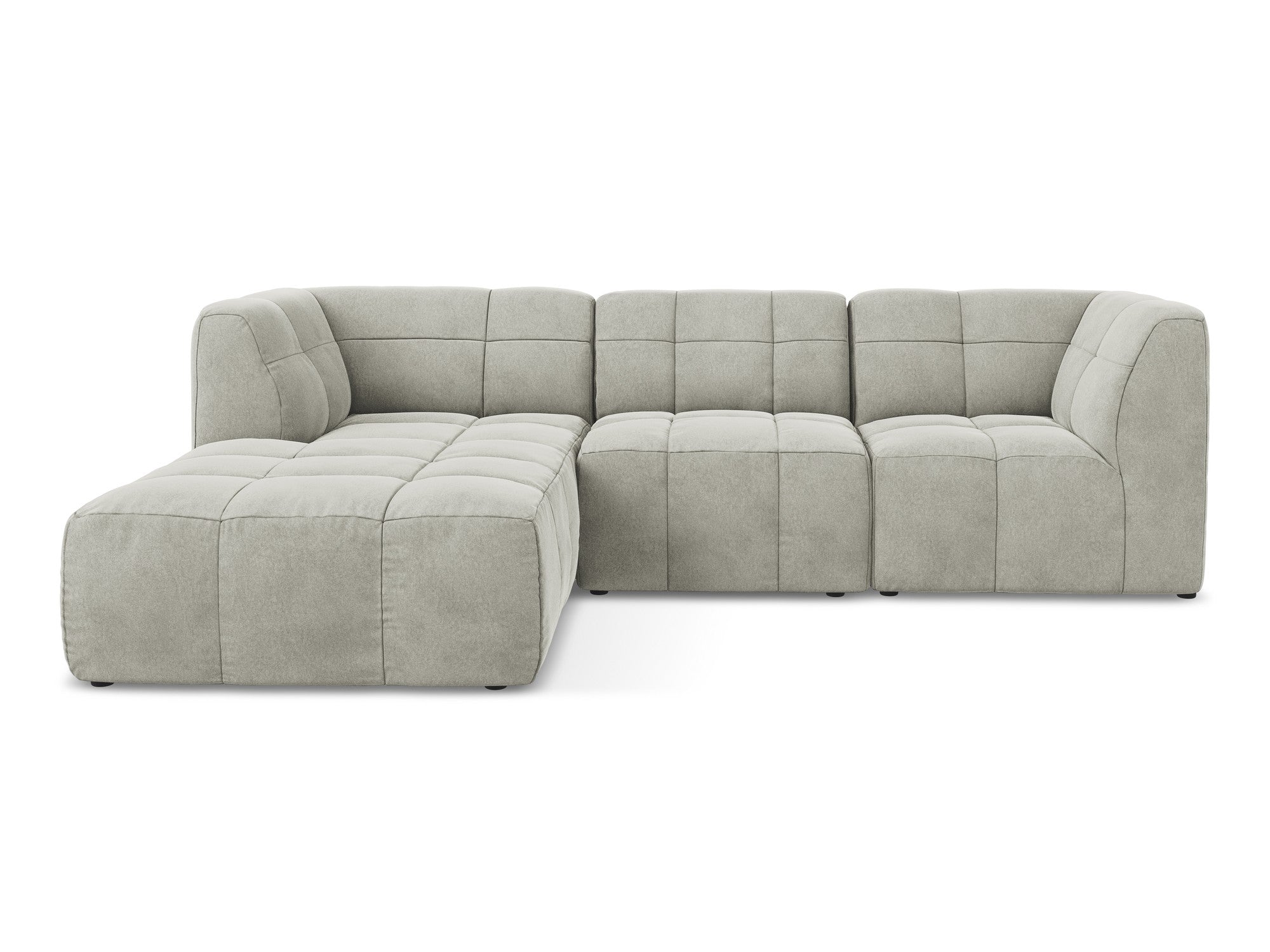 Modularer Samt-Ecksofa linksseitig 3-sitzig ALOHA hellgrau