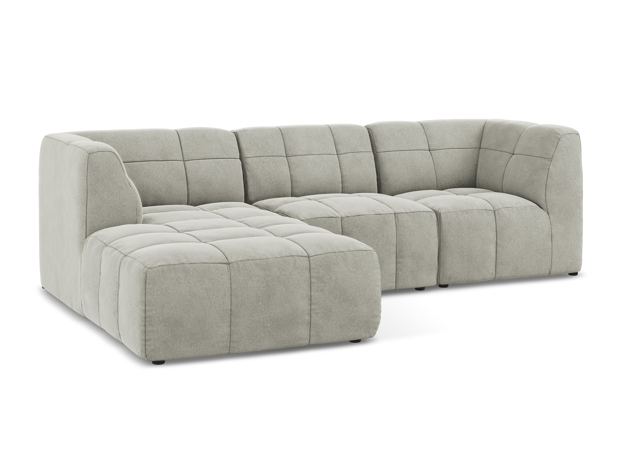 Modularer Samt-Ecksofa linksseitig 3-sitzig ALOHA hellgrau