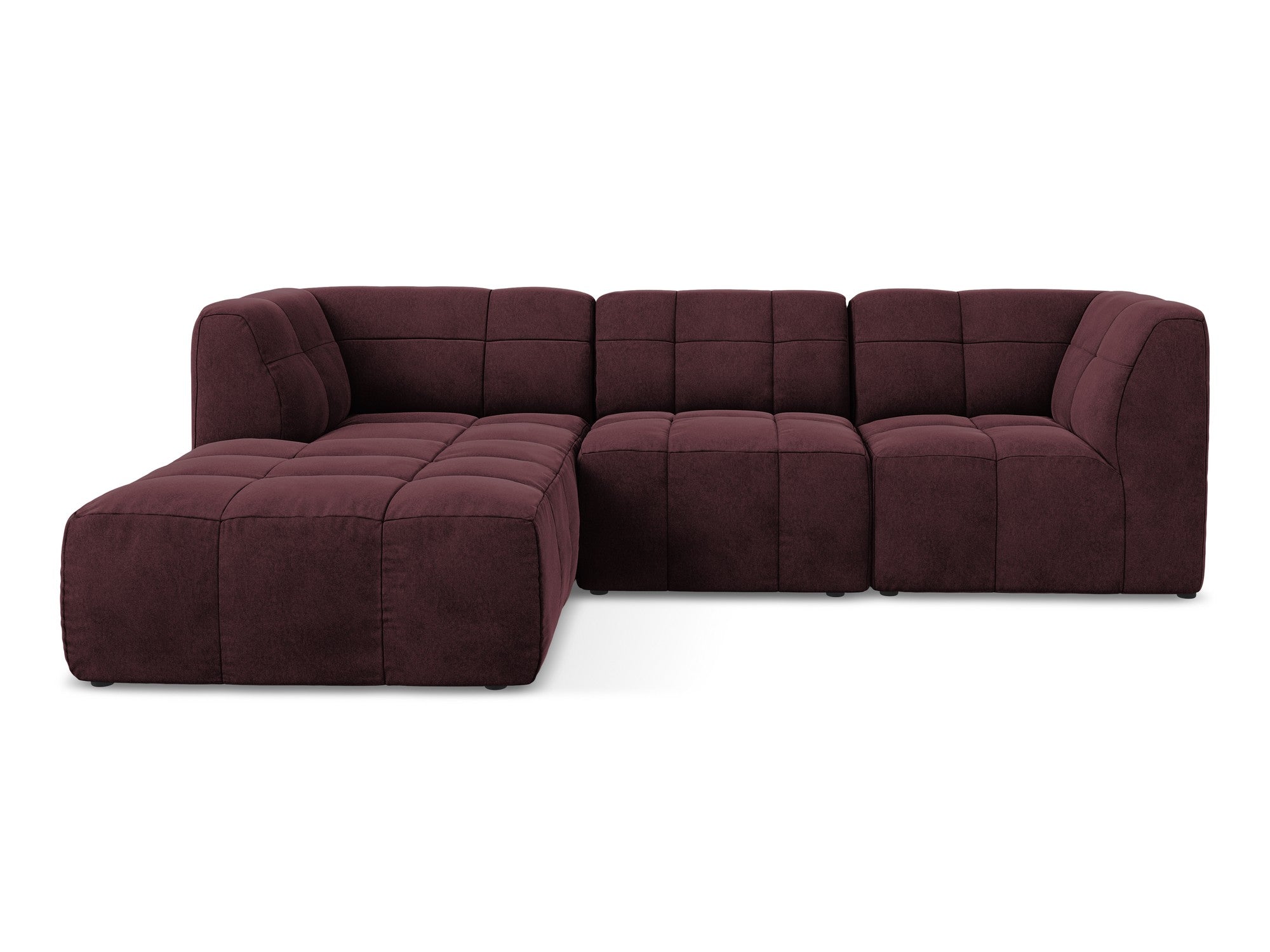 Left-facing modular velvet sofa for 3 people ALOHA in burgundy
