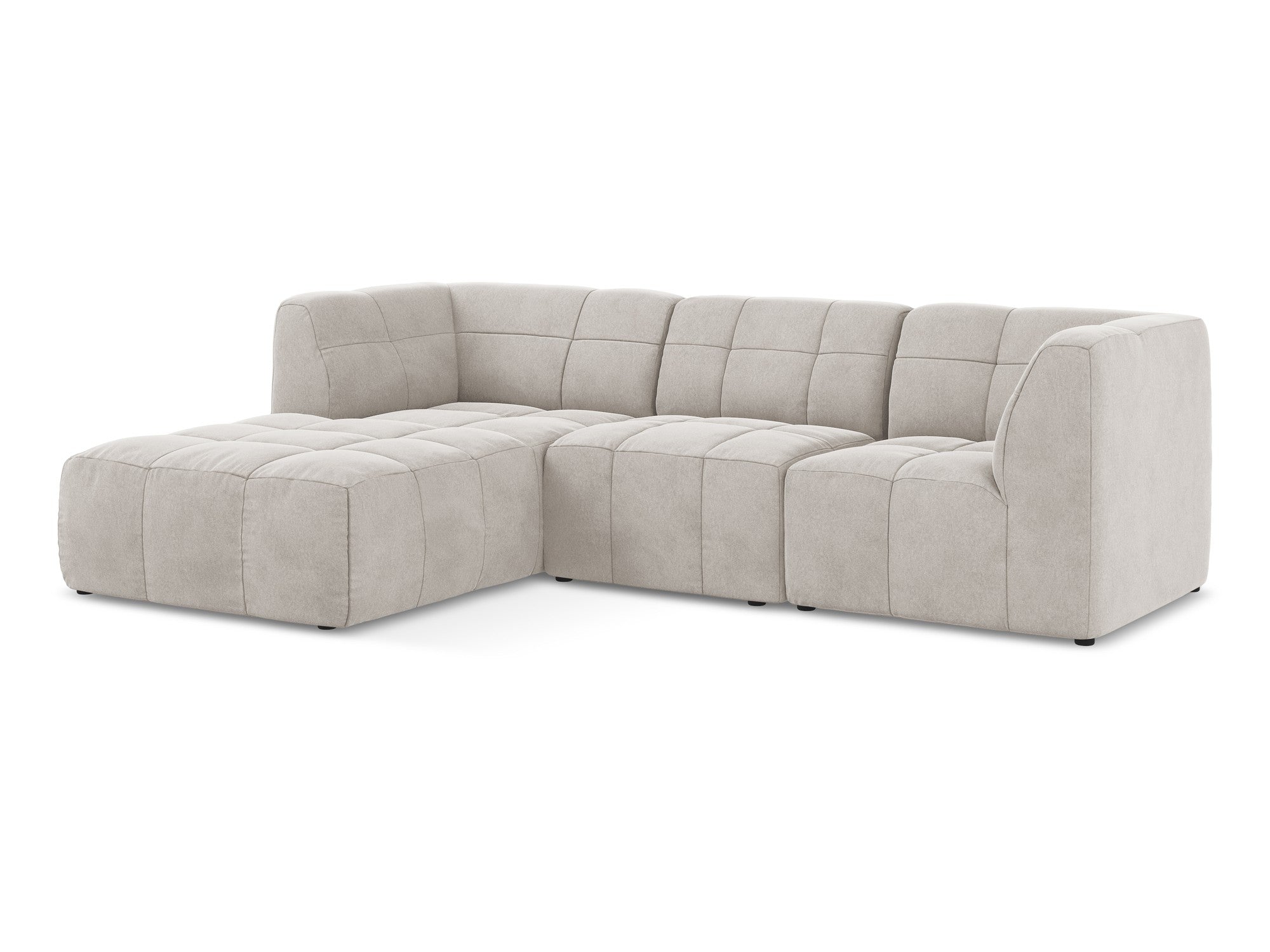 Left-facing modular velvet sofa for 3 people ALOHA light beige