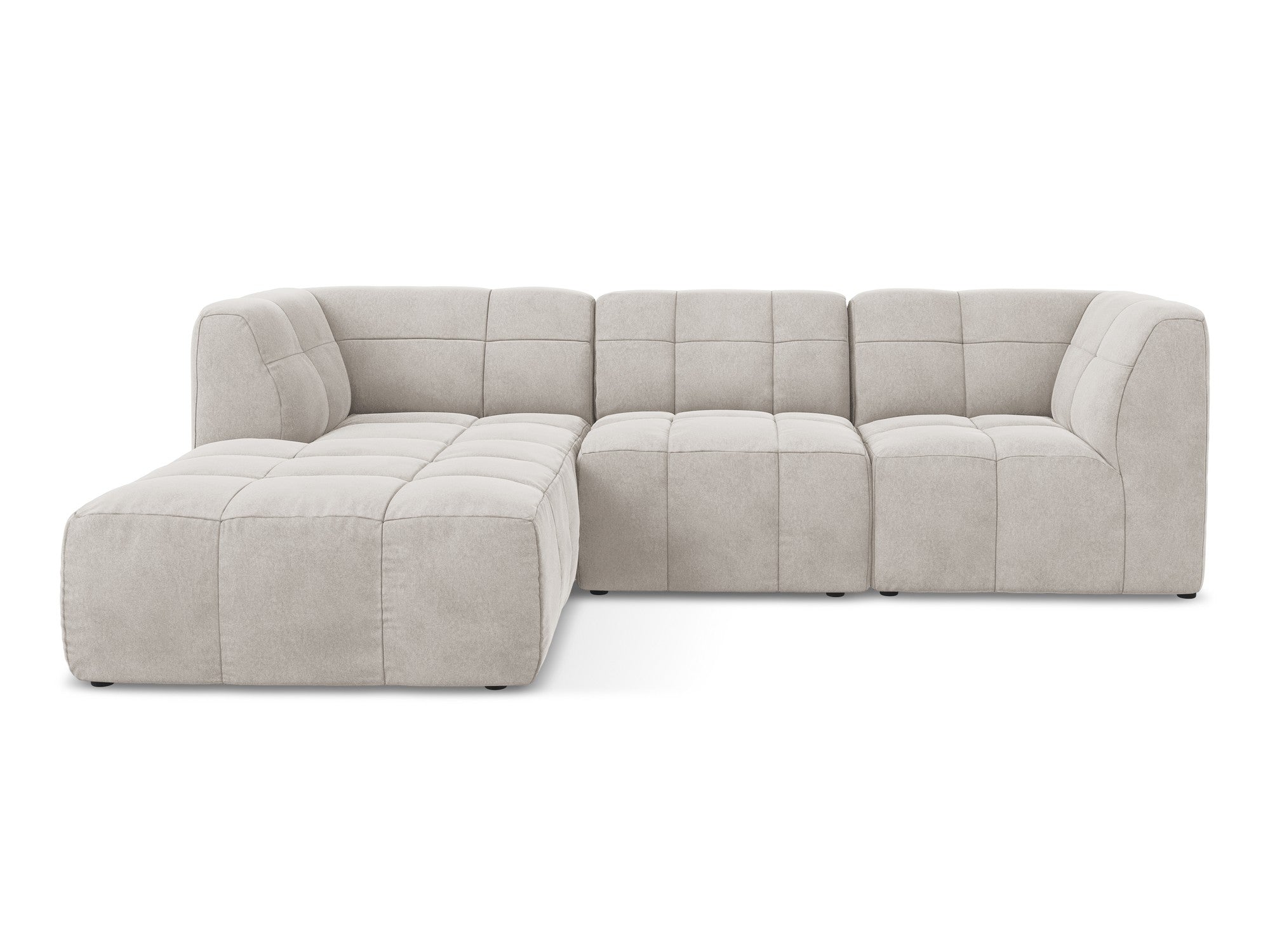 Left-facing modular velvet sofa for 3 people ALOHA light beige