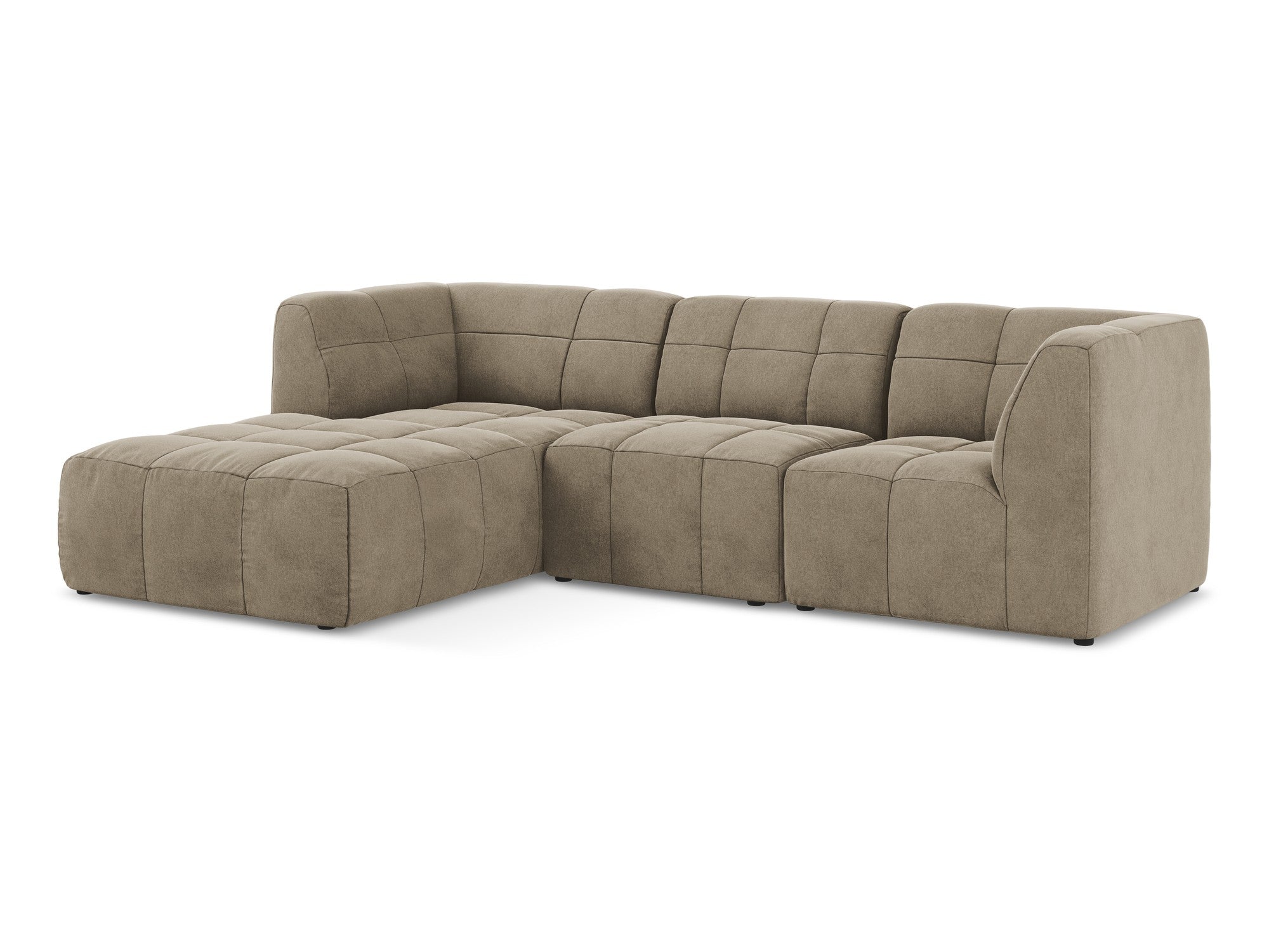Modularer Samt-Ecksofa linksseitig 3-sitzig ALOHA beige