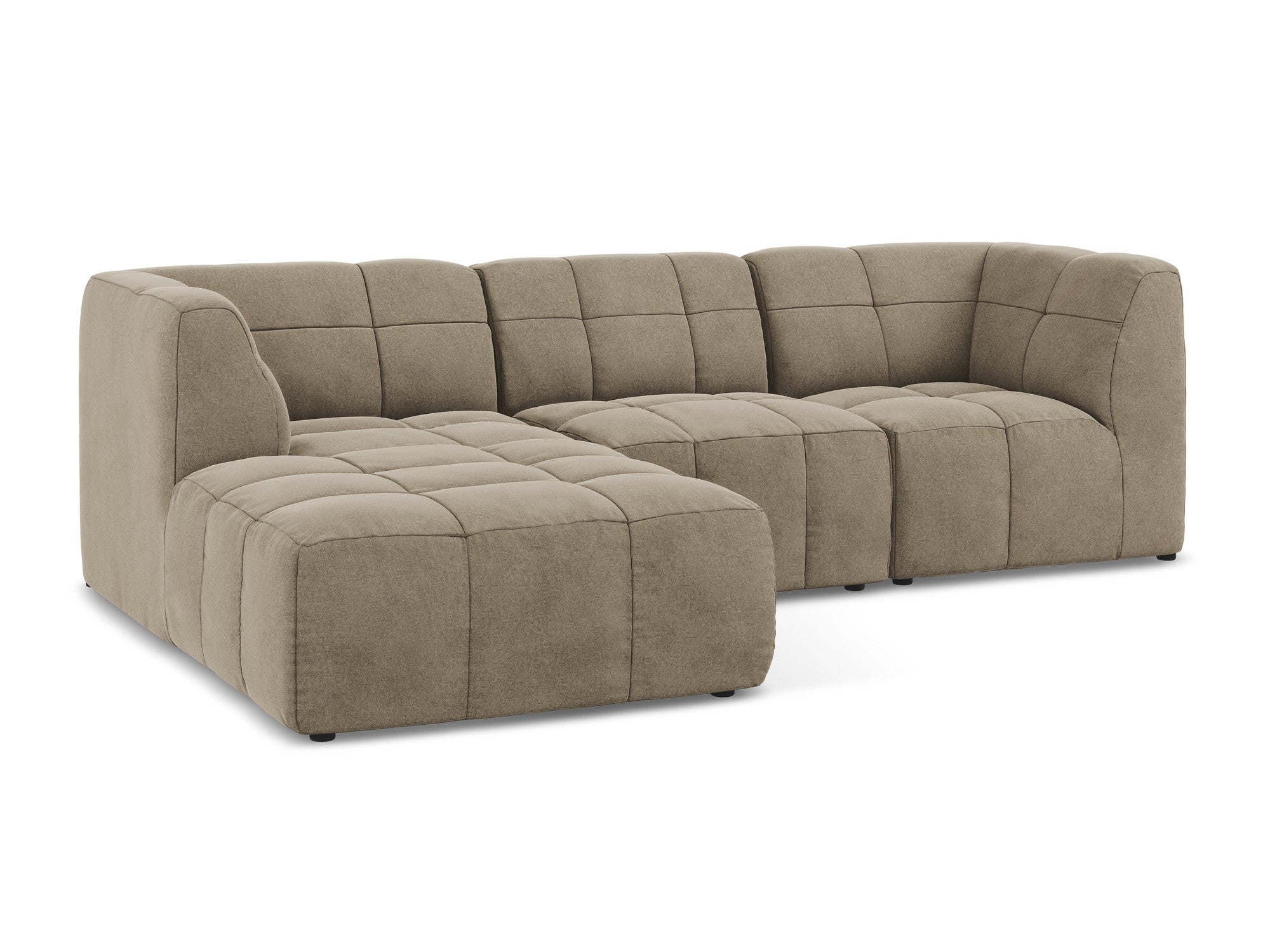 Modularer Samt-Ecksofa linksseitig 3-sitzig ALOHA beige