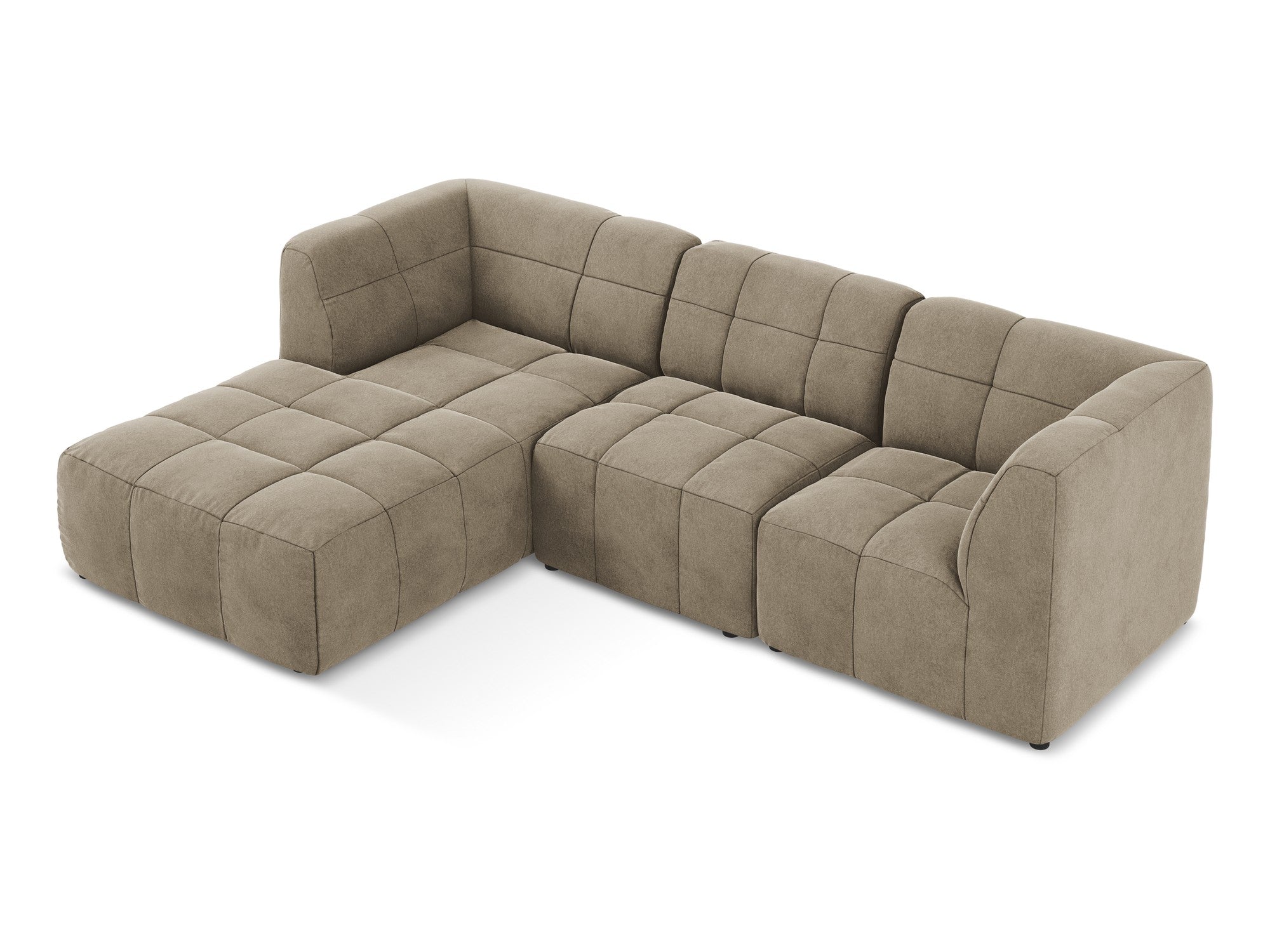 Modularer Samt-Ecksofa linksseitig 3-sitzig ALOHA beige
